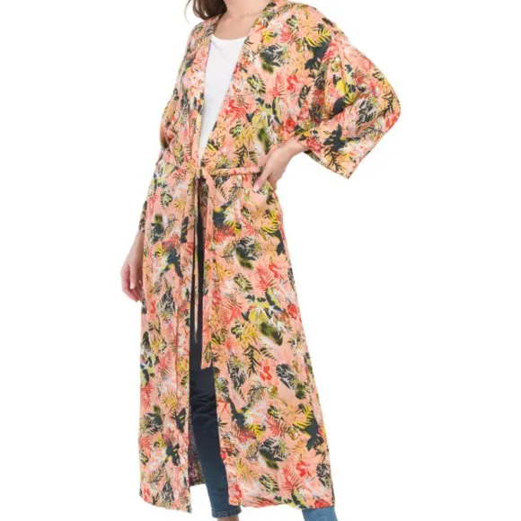 Michael Stars Botanical Floral Reversible Ruana OS