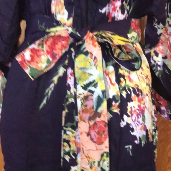 Michael Stars Botanical Floral Reversible Ruana OS