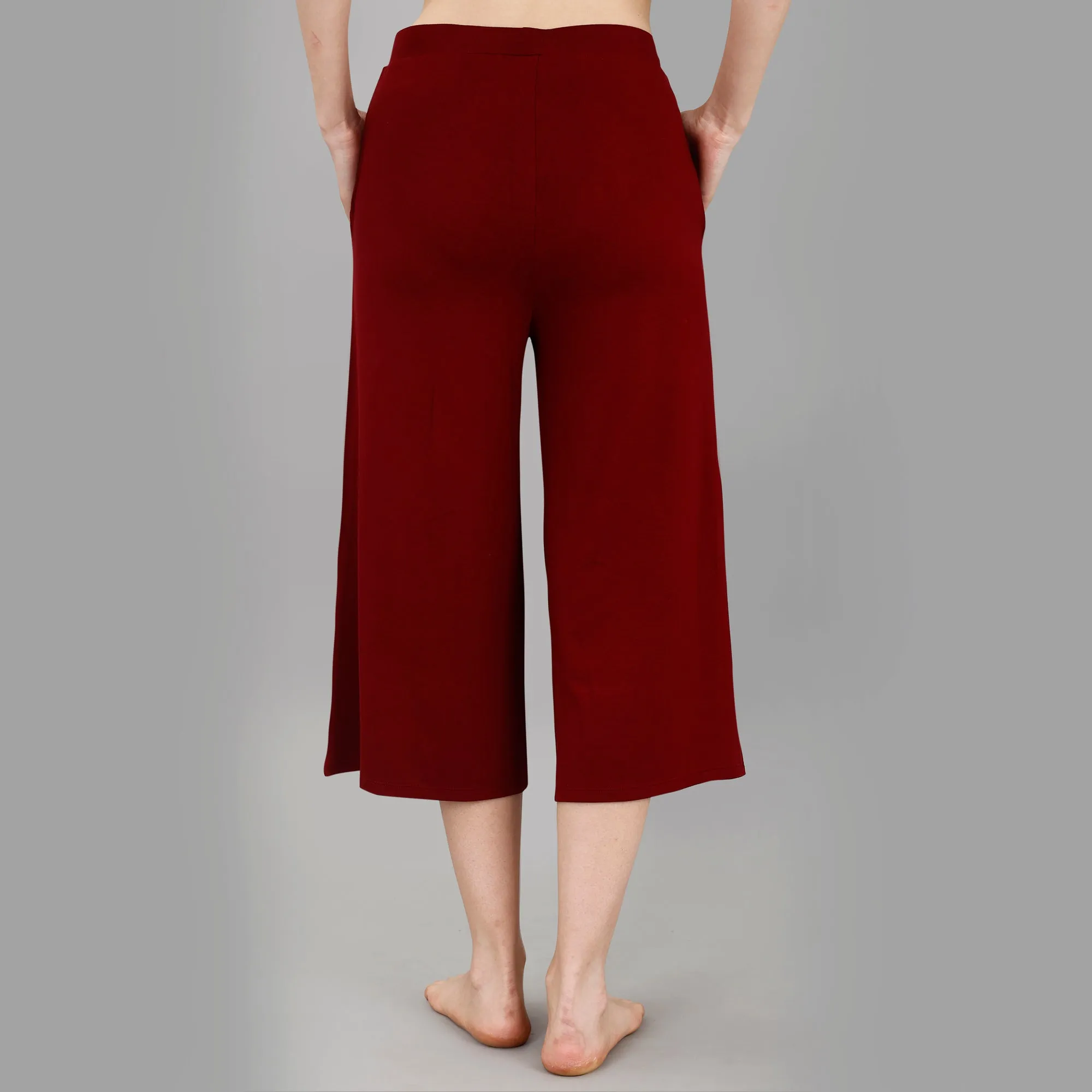 Mid Rise Flared Lounge Culottes 3/4 Length with Pockets