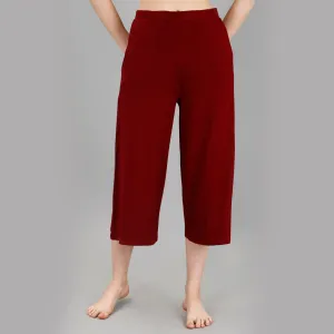 Mid Rise Flared Lounge Culottes 3/4 Length with Pockets