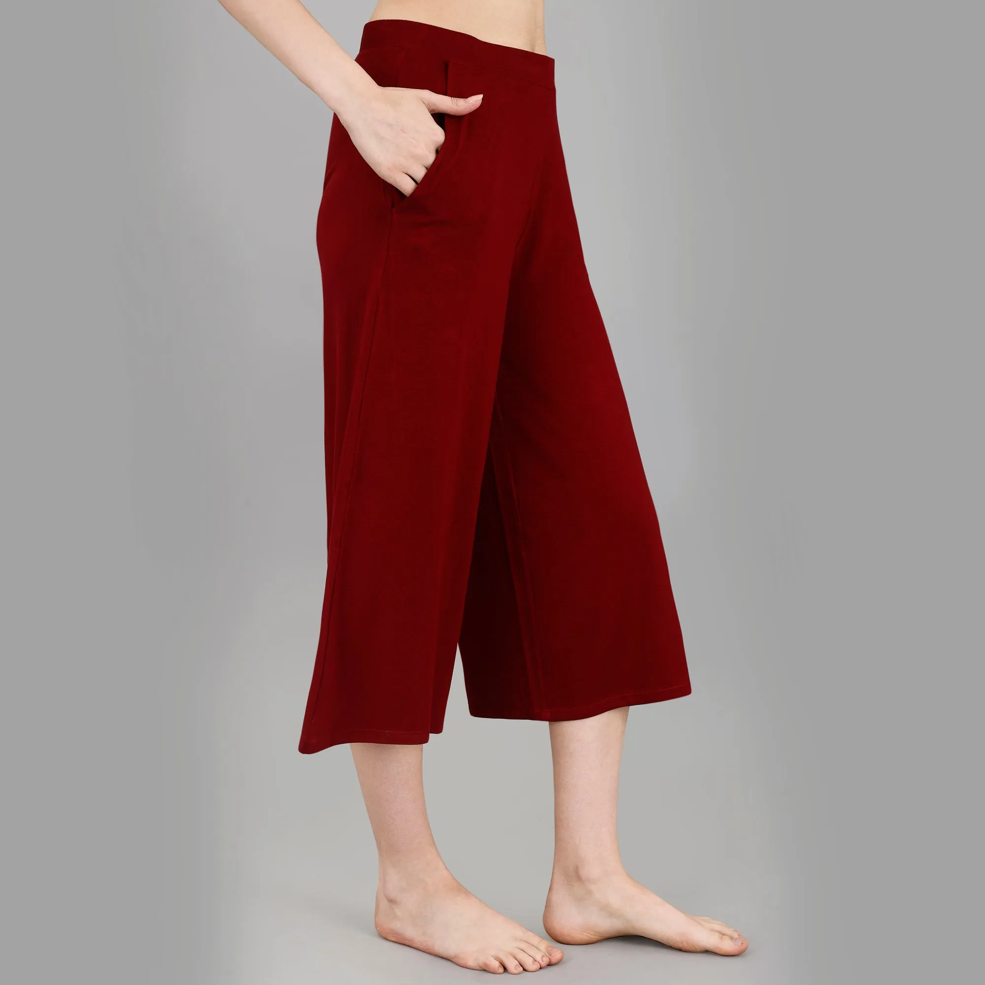 Mid Rise Flared Lounge Culottes 3/4 Length with Pockets