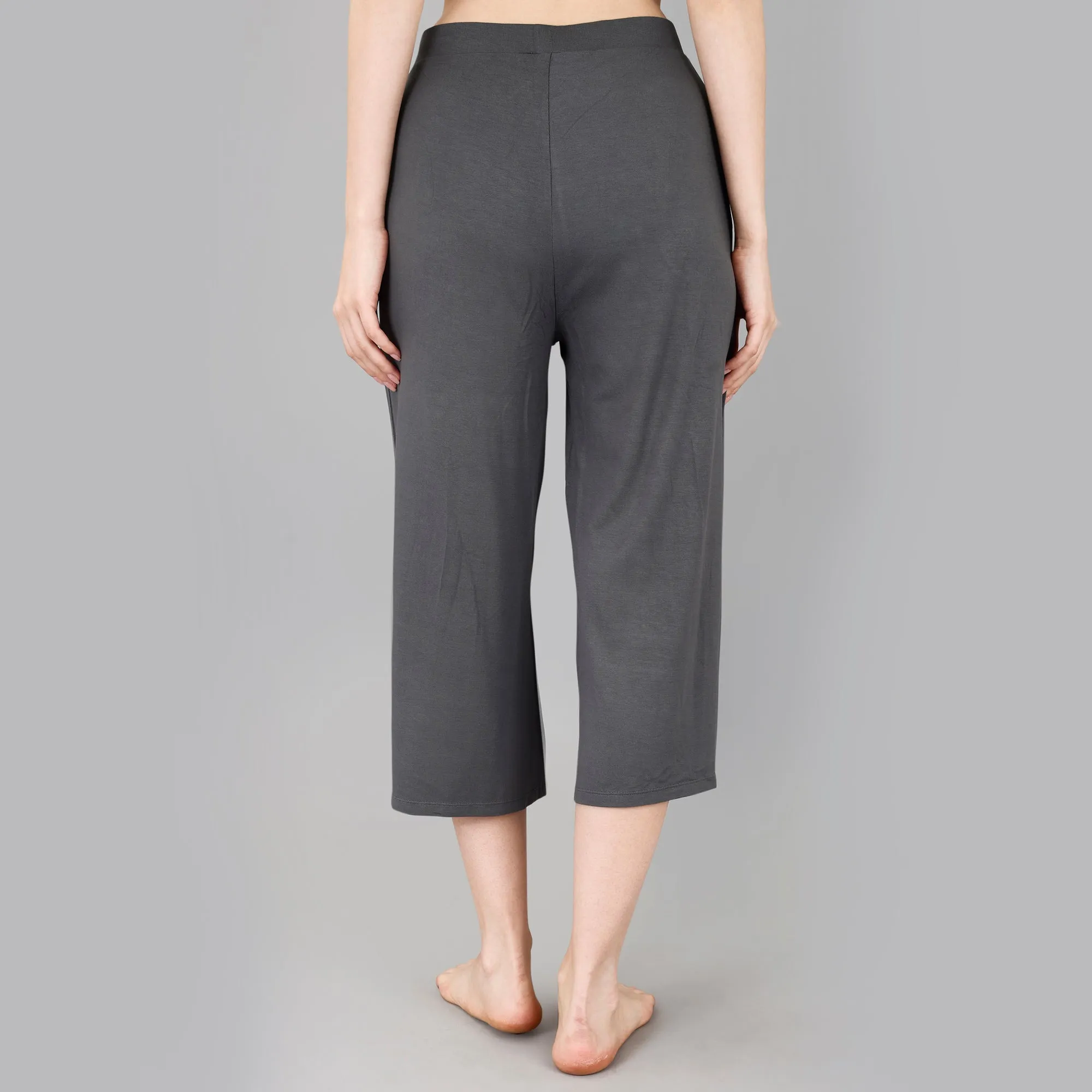 Mid Rise Flared Lounge Culottes 3/4 Length with Pockets