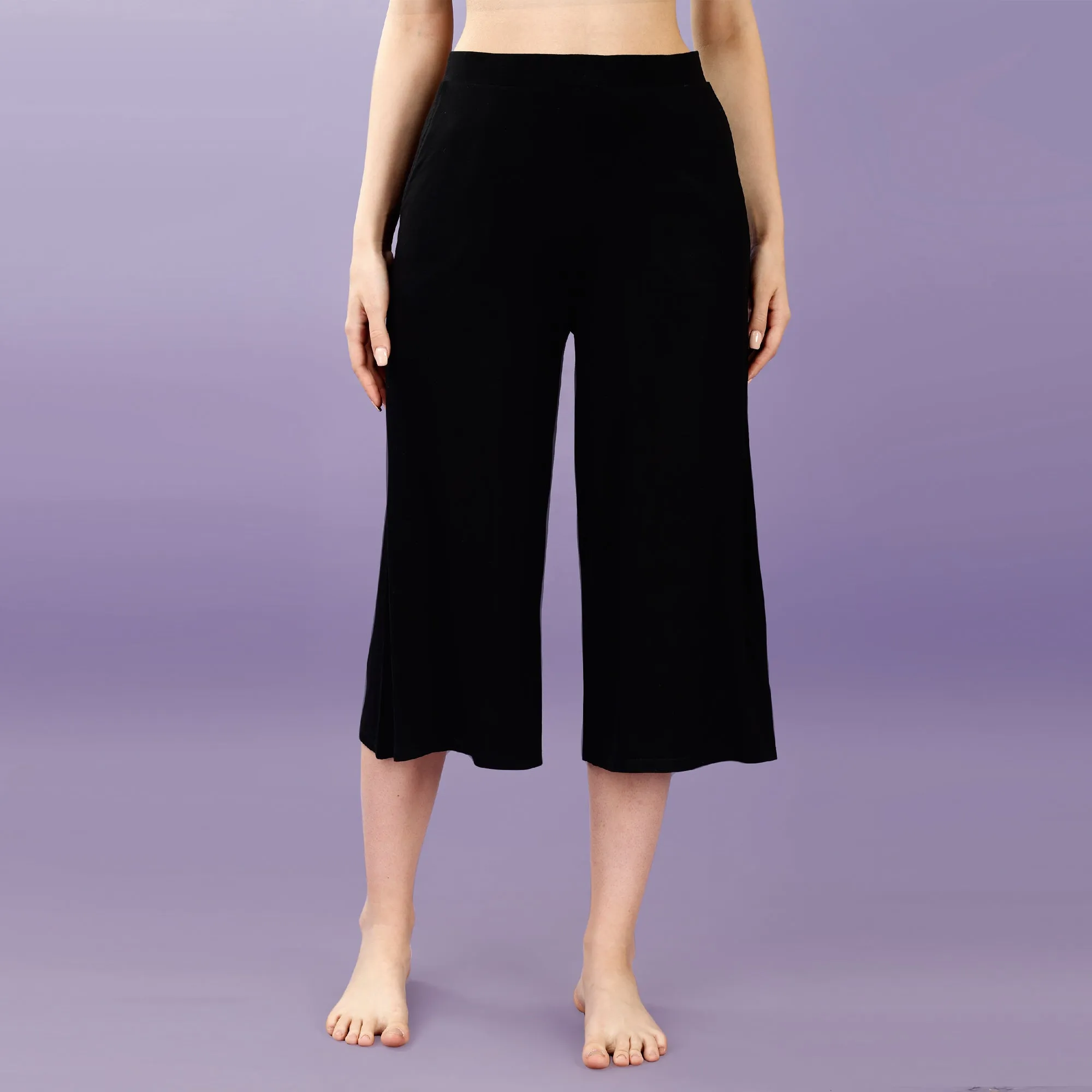 Mid Rise Flared Lounge Culottes 3/4 Length with Pockets
