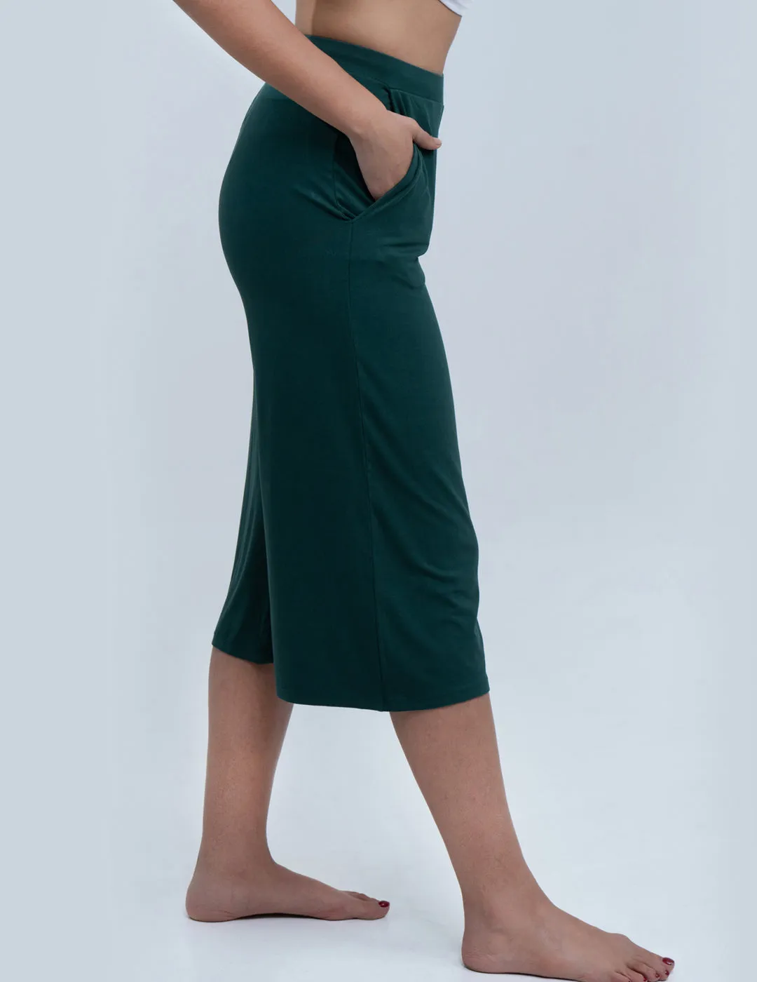 Mid Rise Flared Lounge Culottes 3/4 Length with Pockets