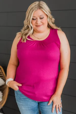 More Than They See Ribbed Knit Tank Top- Fuchsia