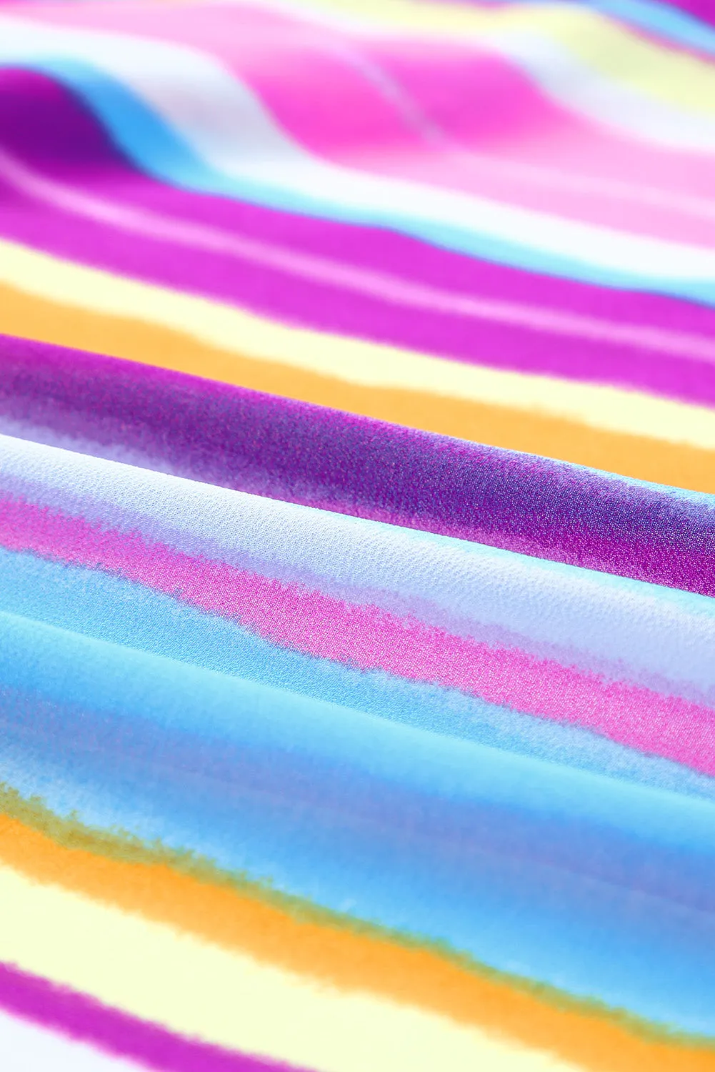 Multicolor Striped Print Oversized Kimono