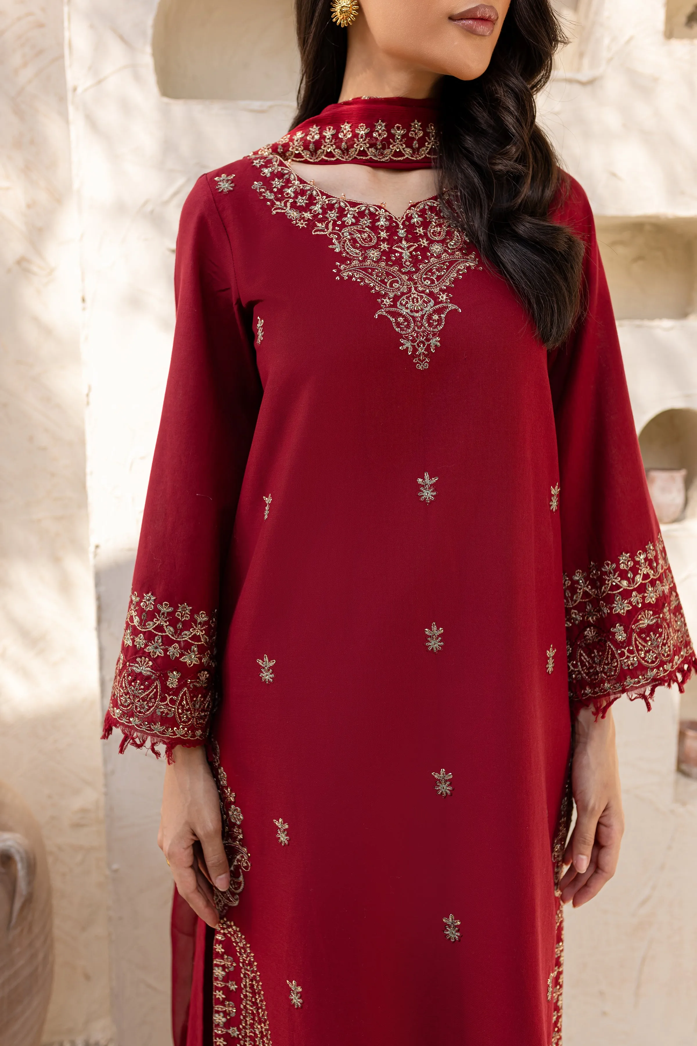 Naaz 3Pc - Embroidered Khaddar Dress