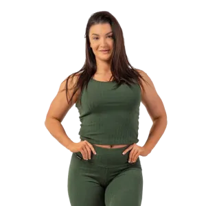 Nebbia Organic Cotton Ribbed Tank Top 414 Dark Green