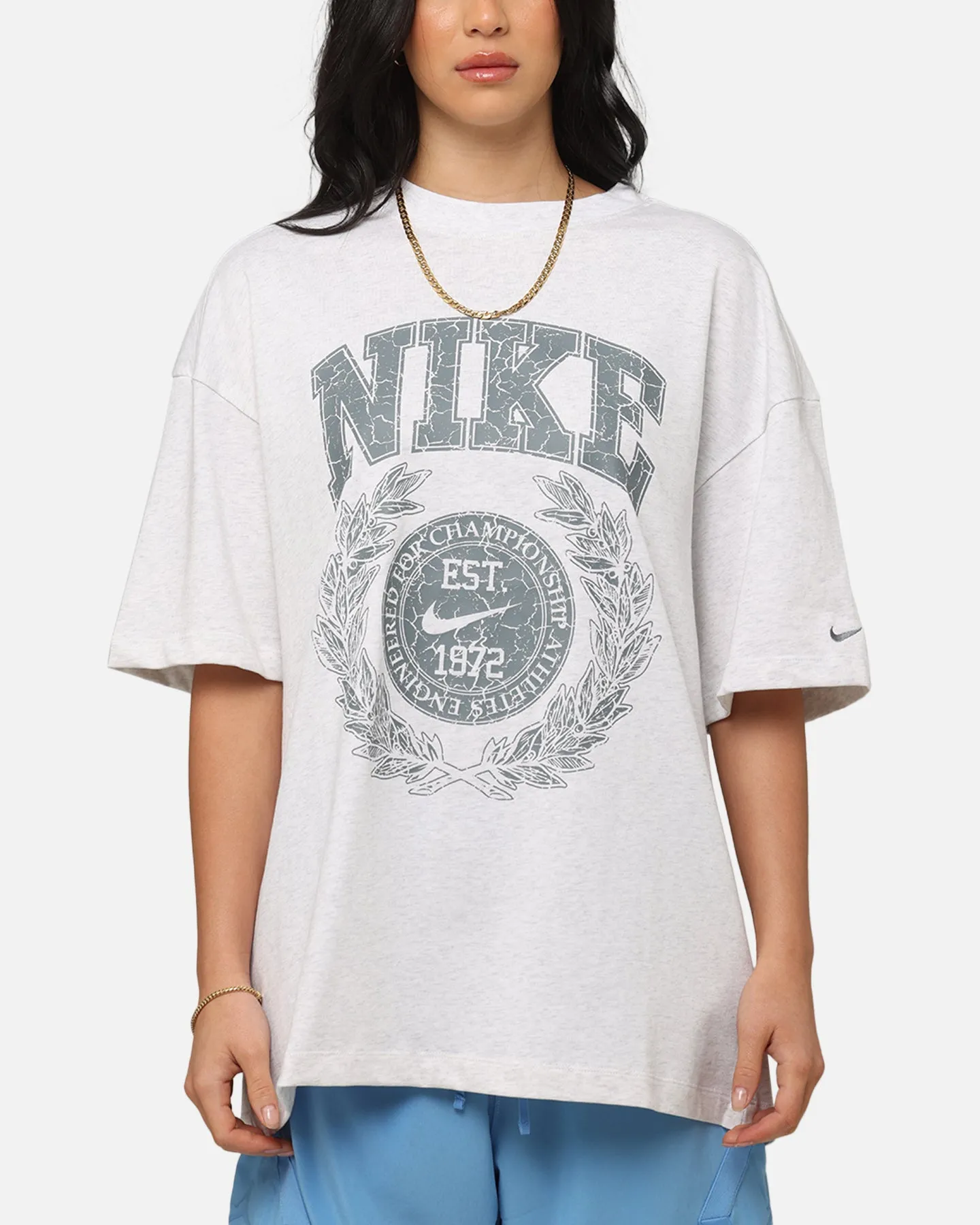 Nike Women's Sportswear Essential Oversized T-Shirt Birch Heather/Cool Grey