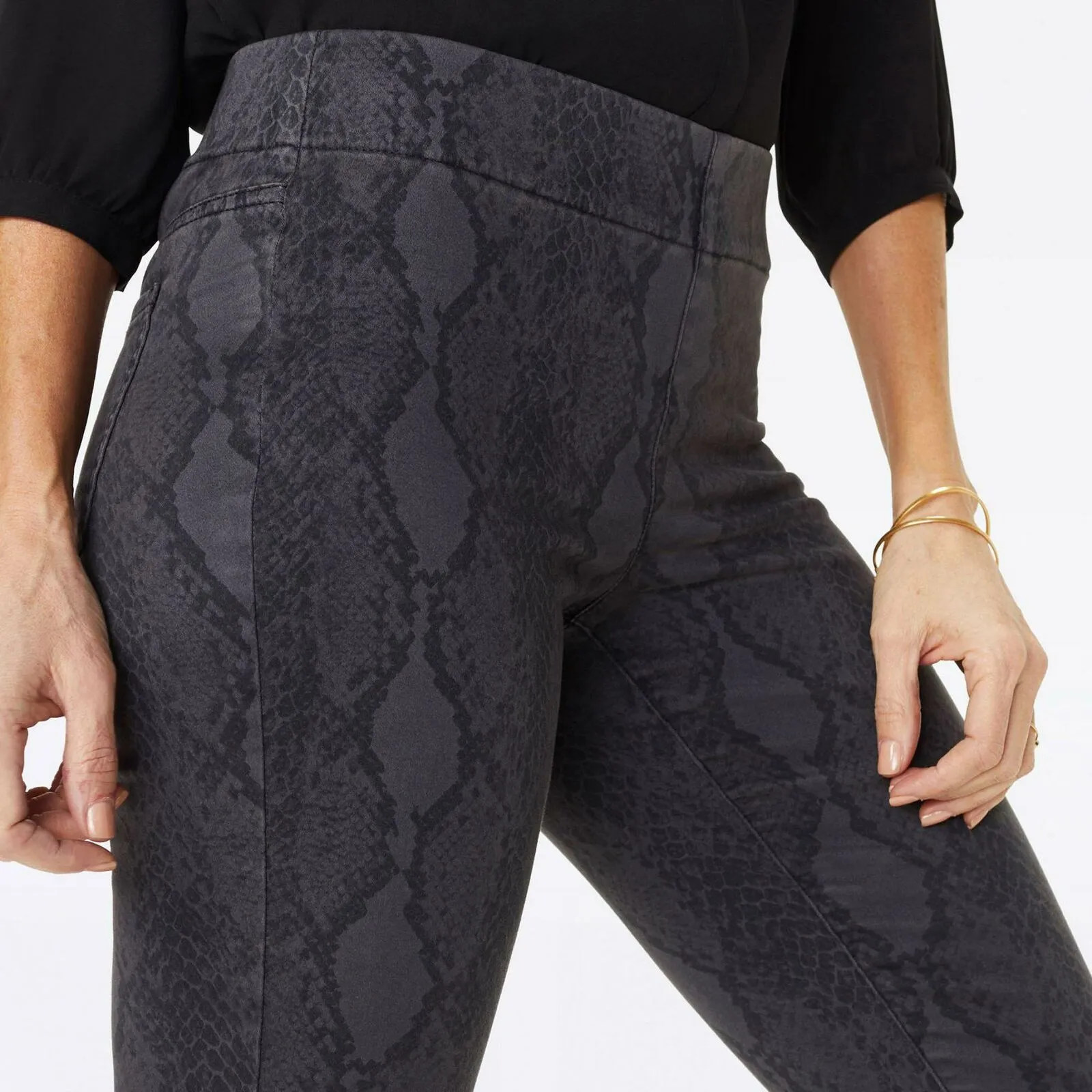 NYDJ Plus Size Alina Printed Pull-On Skinny Ankle Jeans
