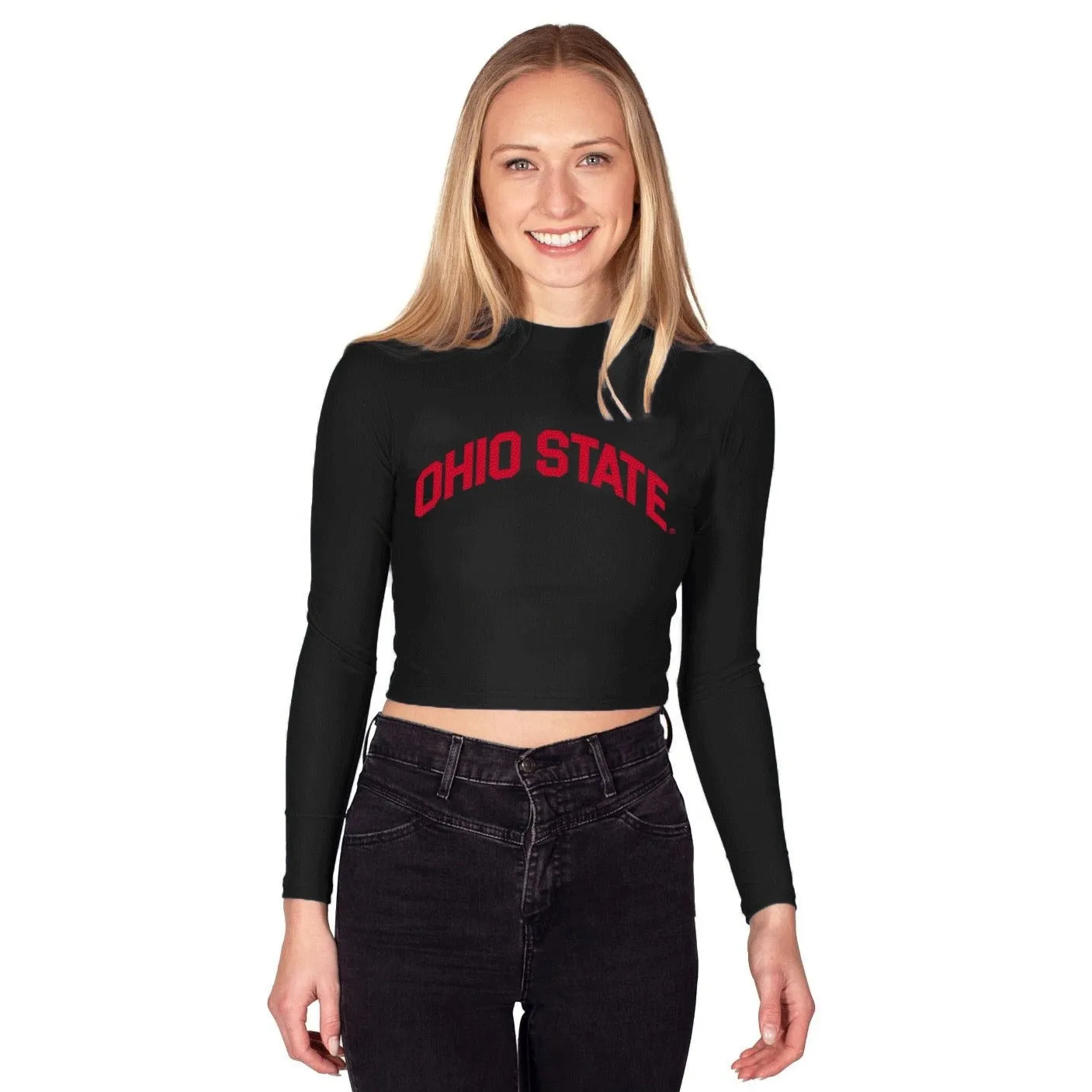 Ohio State OSU Buckeyes Black Mock Neck Top
