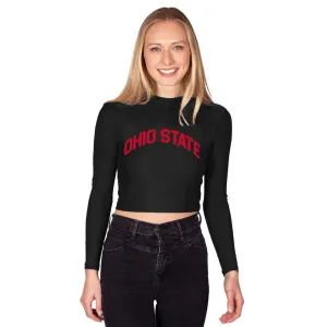 Ohio State OSU Buckeyes Black Mock Neck Top