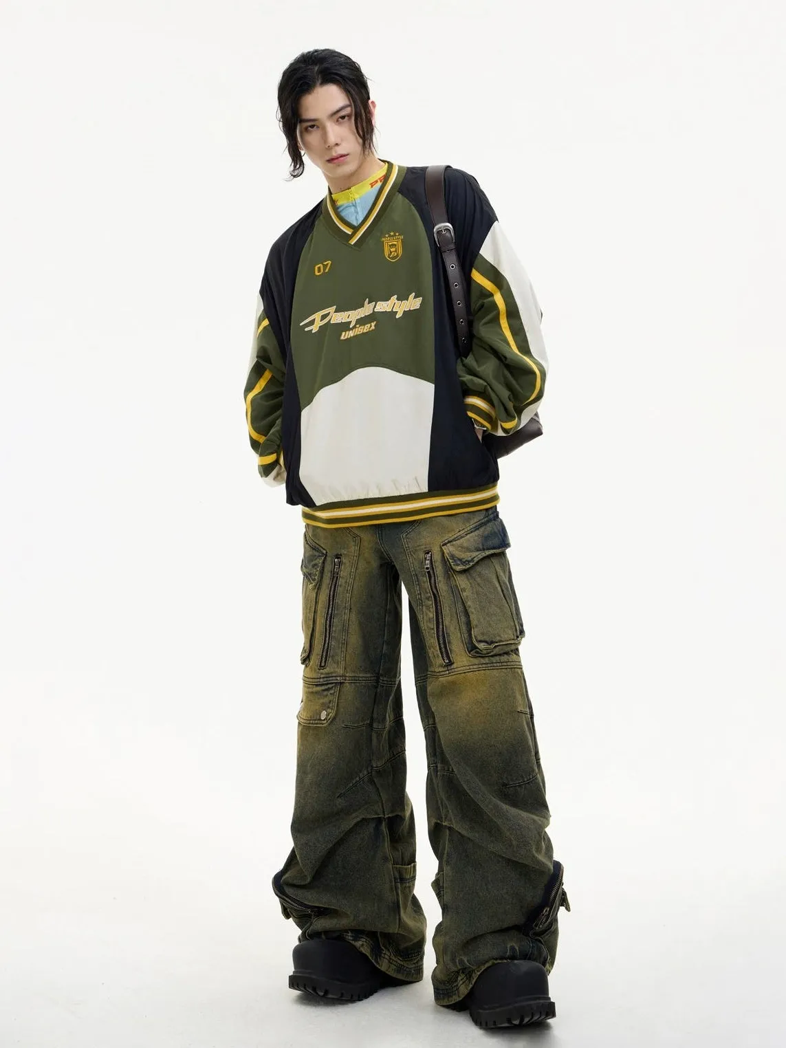 Oversized contrast color pullover