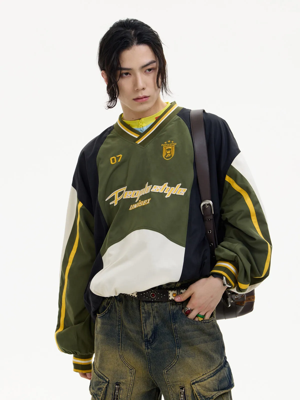 Oversized contrast color pullover