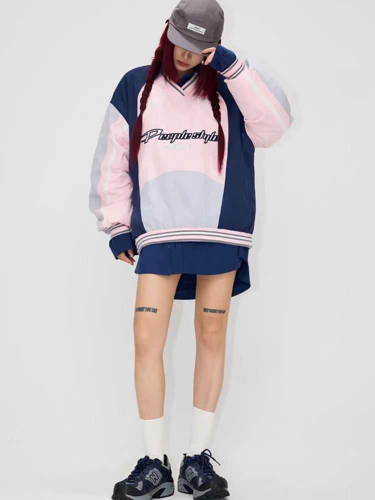 Oversized contrast color pullover