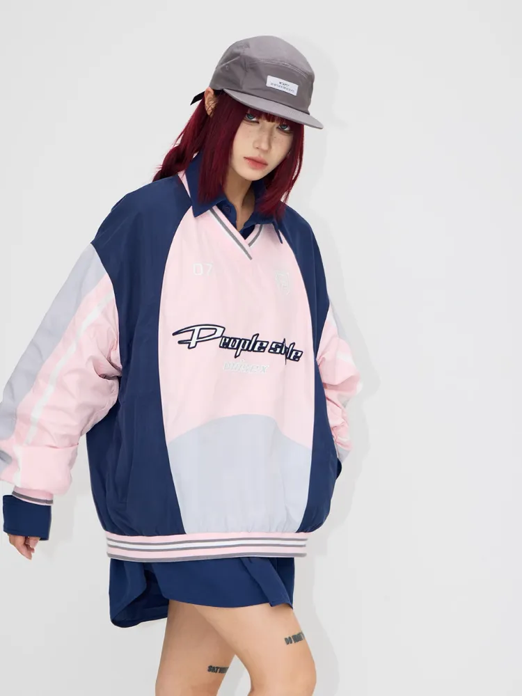 Oversized contrast color pullover