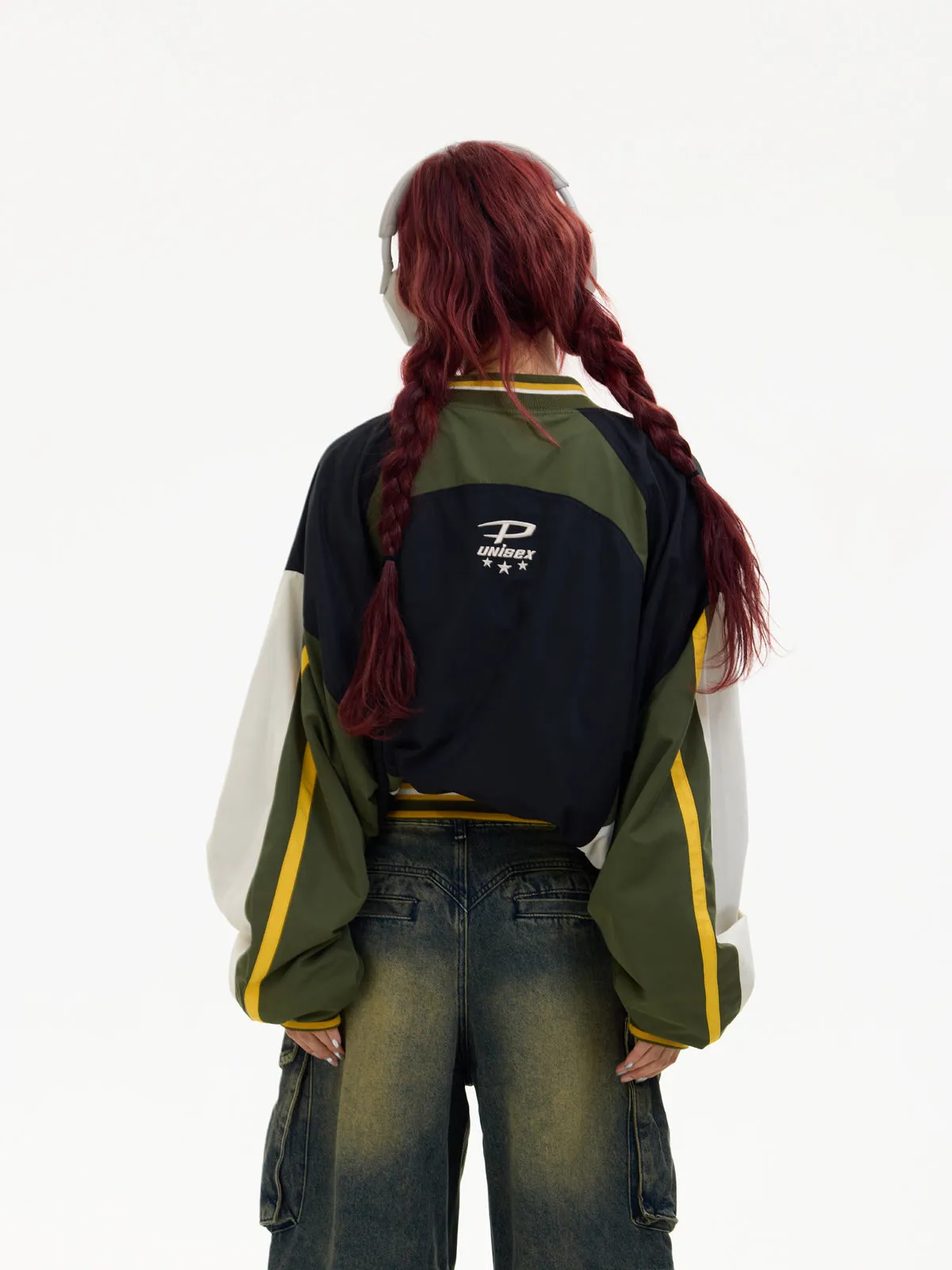 Oversized contrast color pullover
