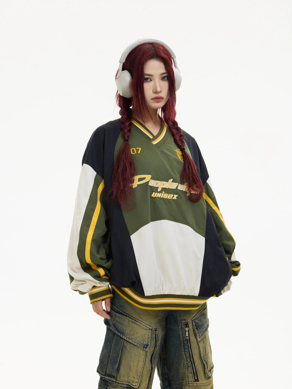 Oversized contrast color pullover
