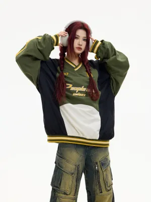Oversized contrast color pullover