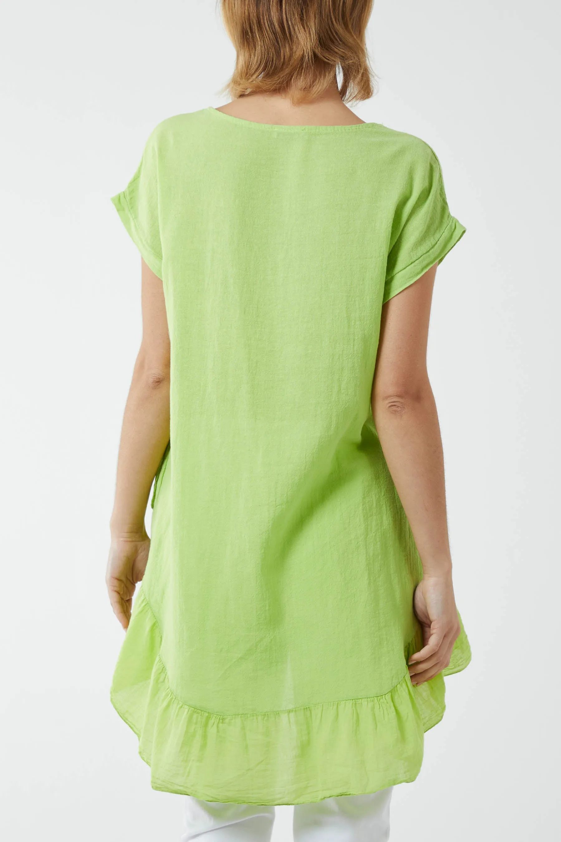 Oversized Dip Hem Cotton Blouse