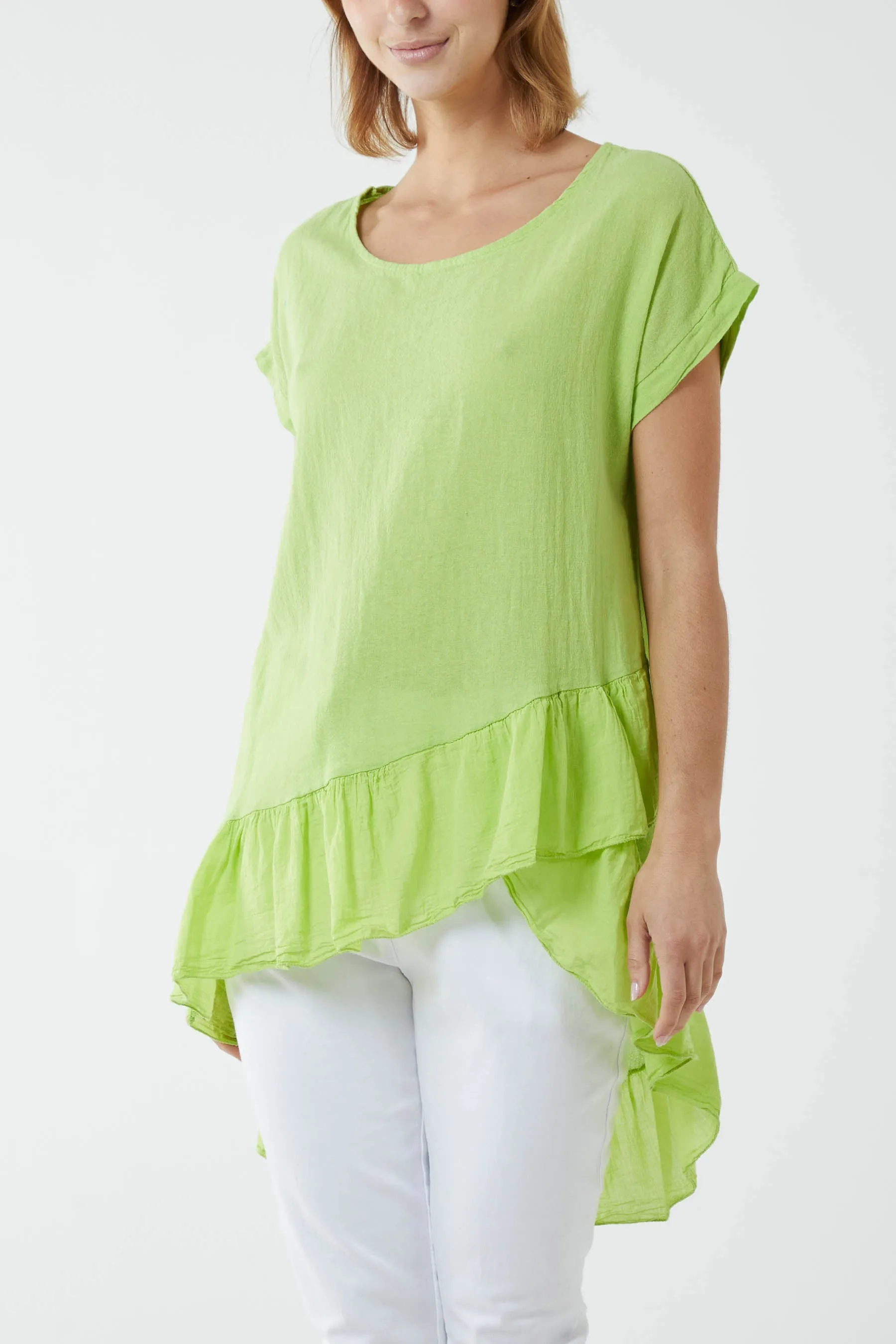Oversized Dip Hem Cotton Blouse