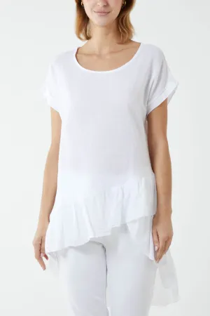 Oversized Dip Hem Cotton Blouse