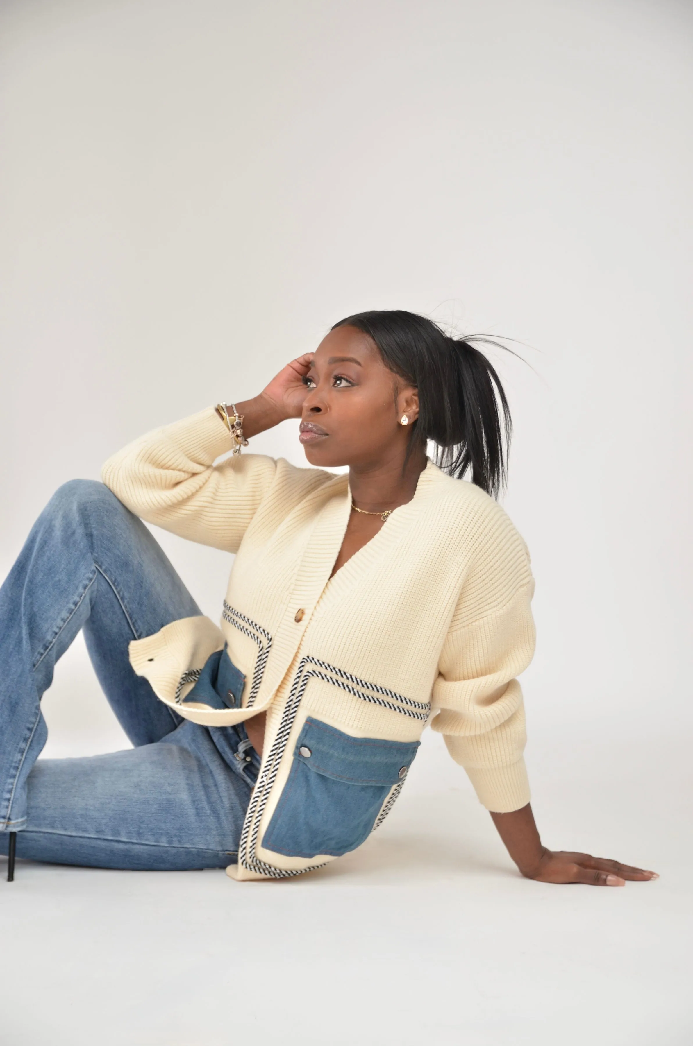 Patchwork Denim Cozy Cardigan