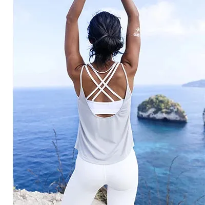 Pink Backless Sports Tank Tops for Women - Sleeveless Gym Yoga Shirts, White Workout Clothes, Loose Yoga Tops with Sexy Backs