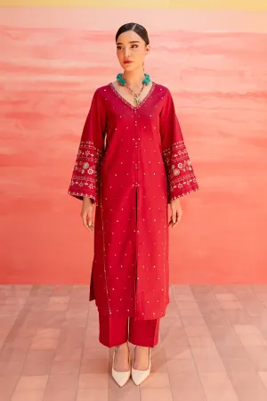 Pink Outfit 2Pc - Embroidered Khaddar Dress