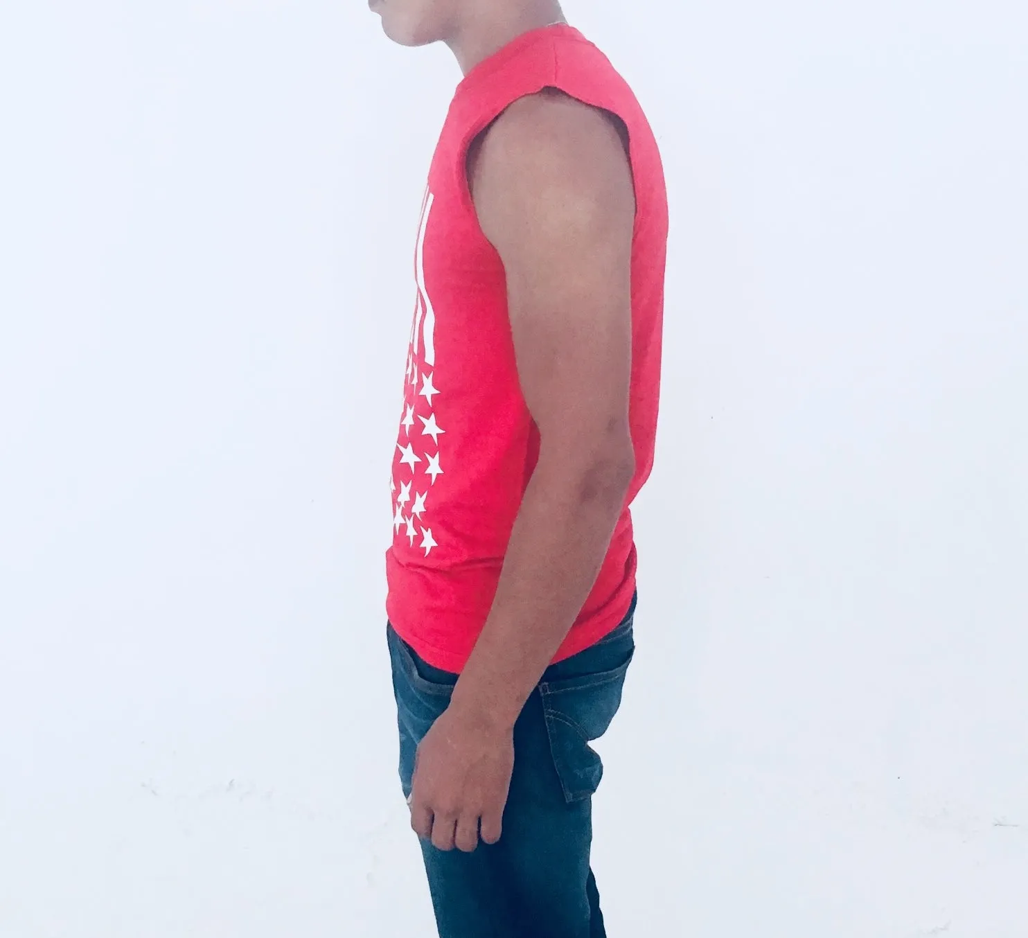 Playera sin Mangas Tank Top Stars Stripes Barras Estrellas Roja iconoclast by VOGUETI