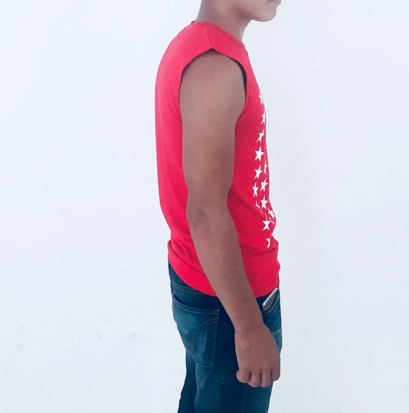 Playera sin Mangas Tank Top Stars Stripes Barras Estrellas Roja iconoclast by VOGUETI