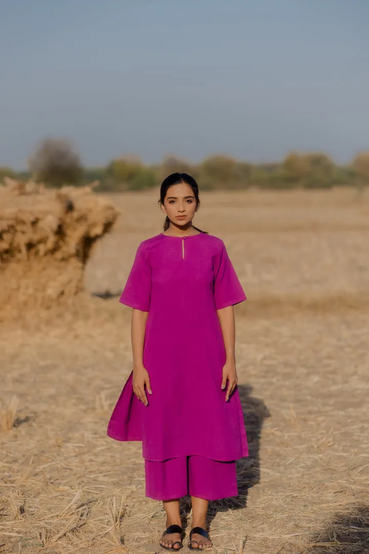 Plum purple kurta set with jaamdani Dupatta
