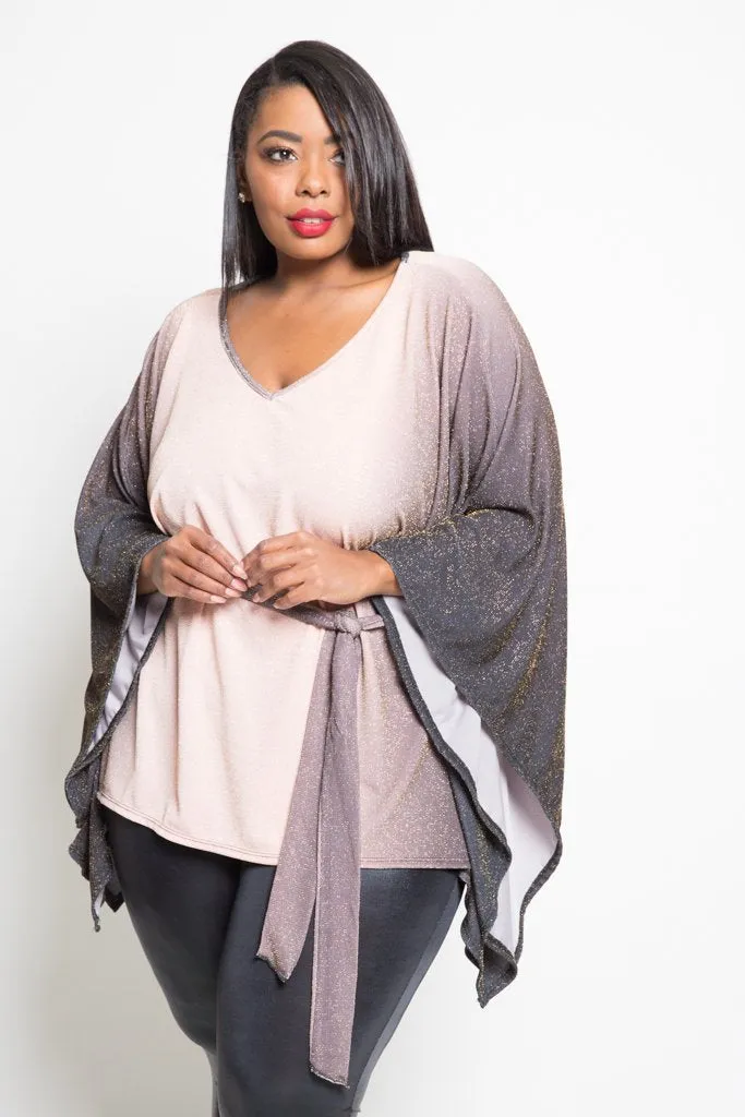 Plus Size Border Kimono Top