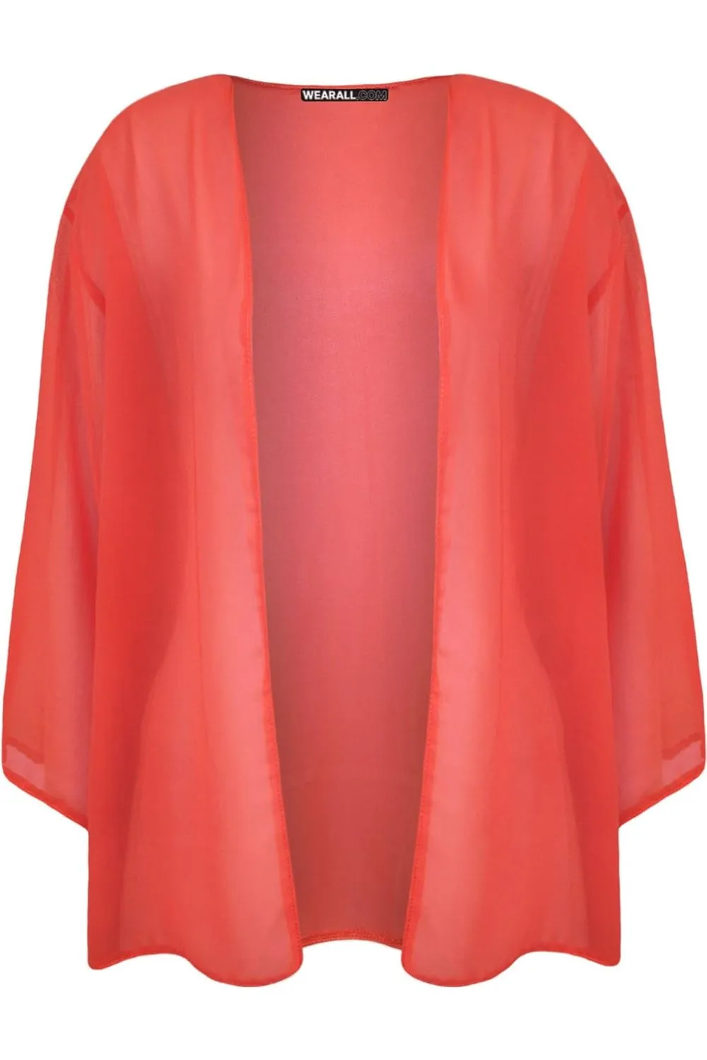 Plus Size Plain 3/4 Open Cardigan Top