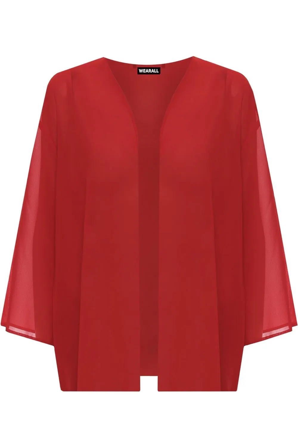 Plus Size Plain 3/4 Open Cardigan Top