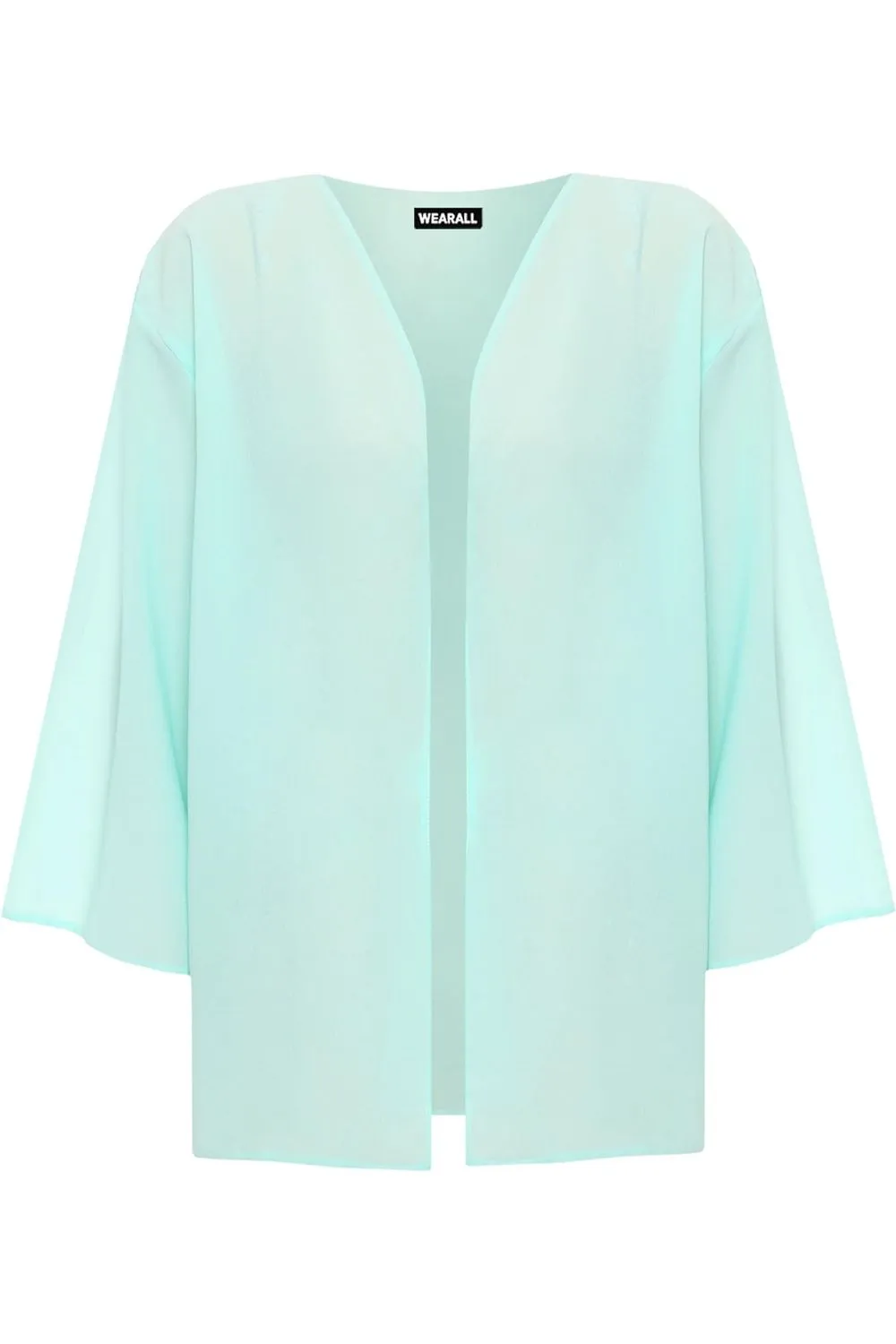 Plus Size Plain 3/4 Open Cardigan Top