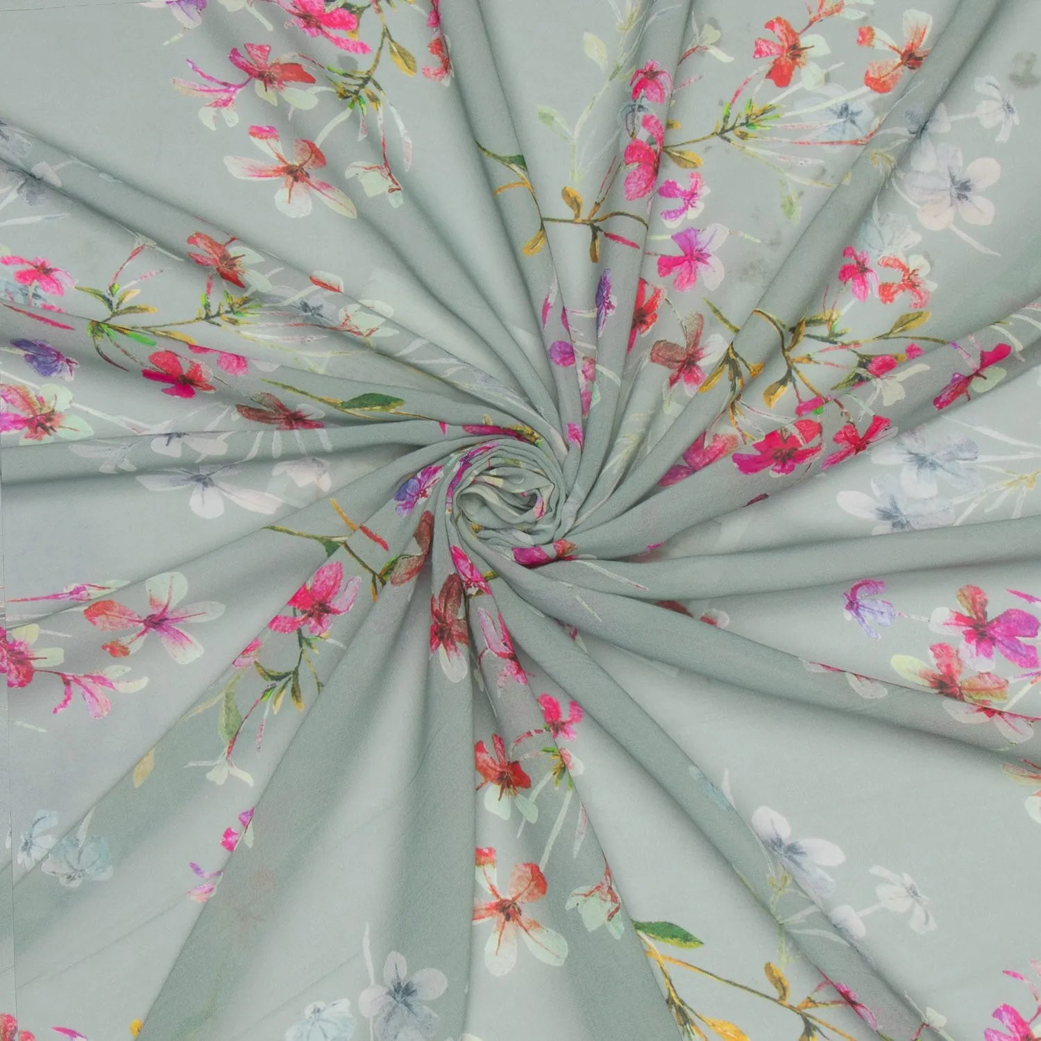 Printed Chiffon Grey Floral