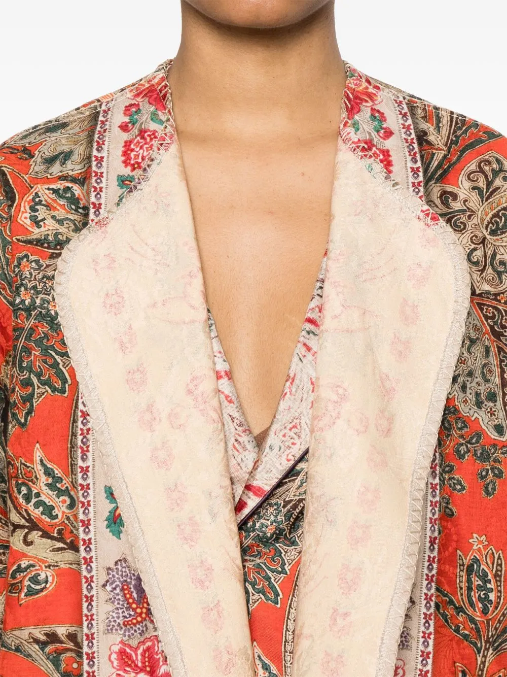 Printed silk kimono
