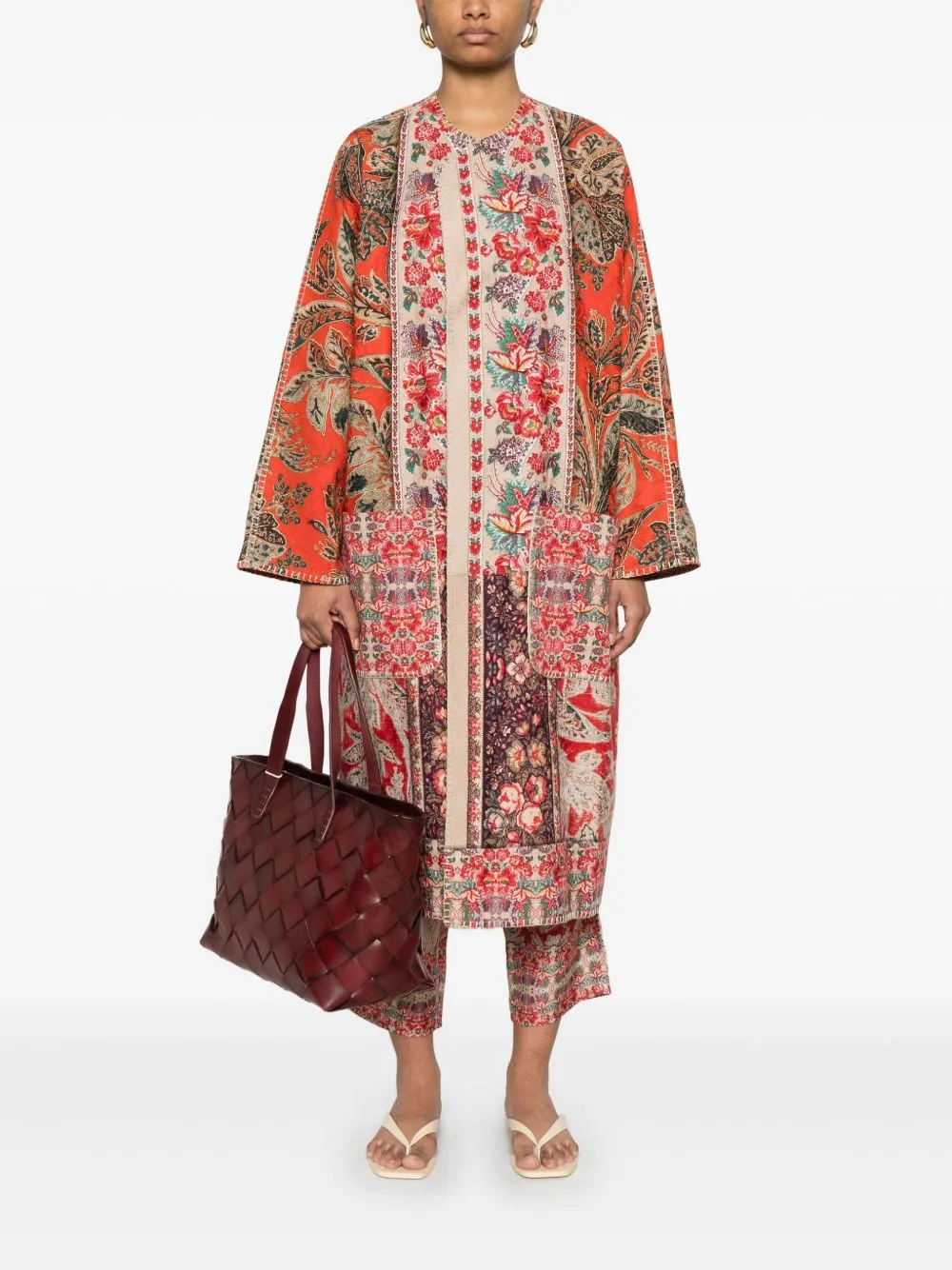 Printed silk kimono