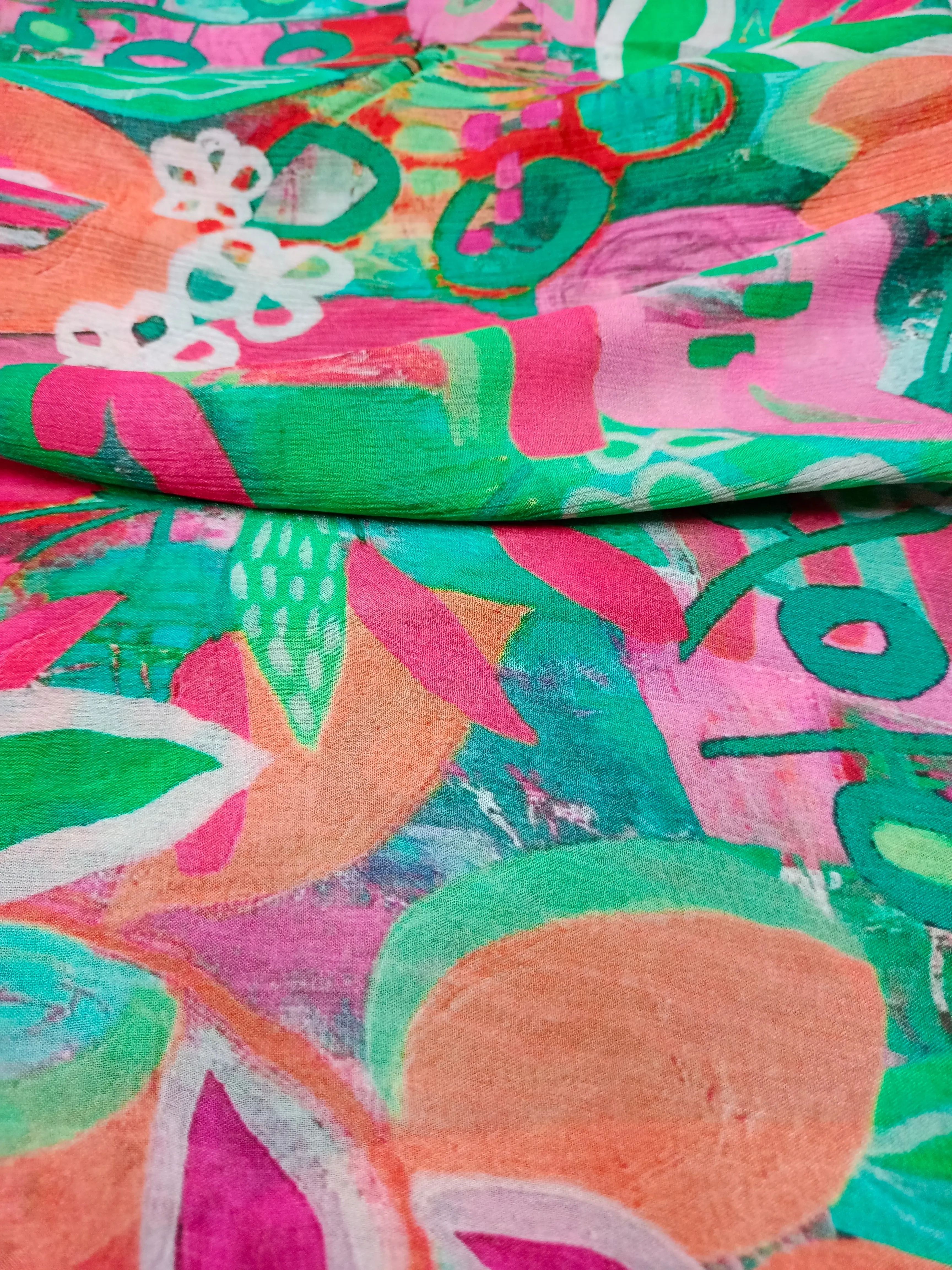 Pure Crushed Chiffon Chinon Digital Printed Fabric