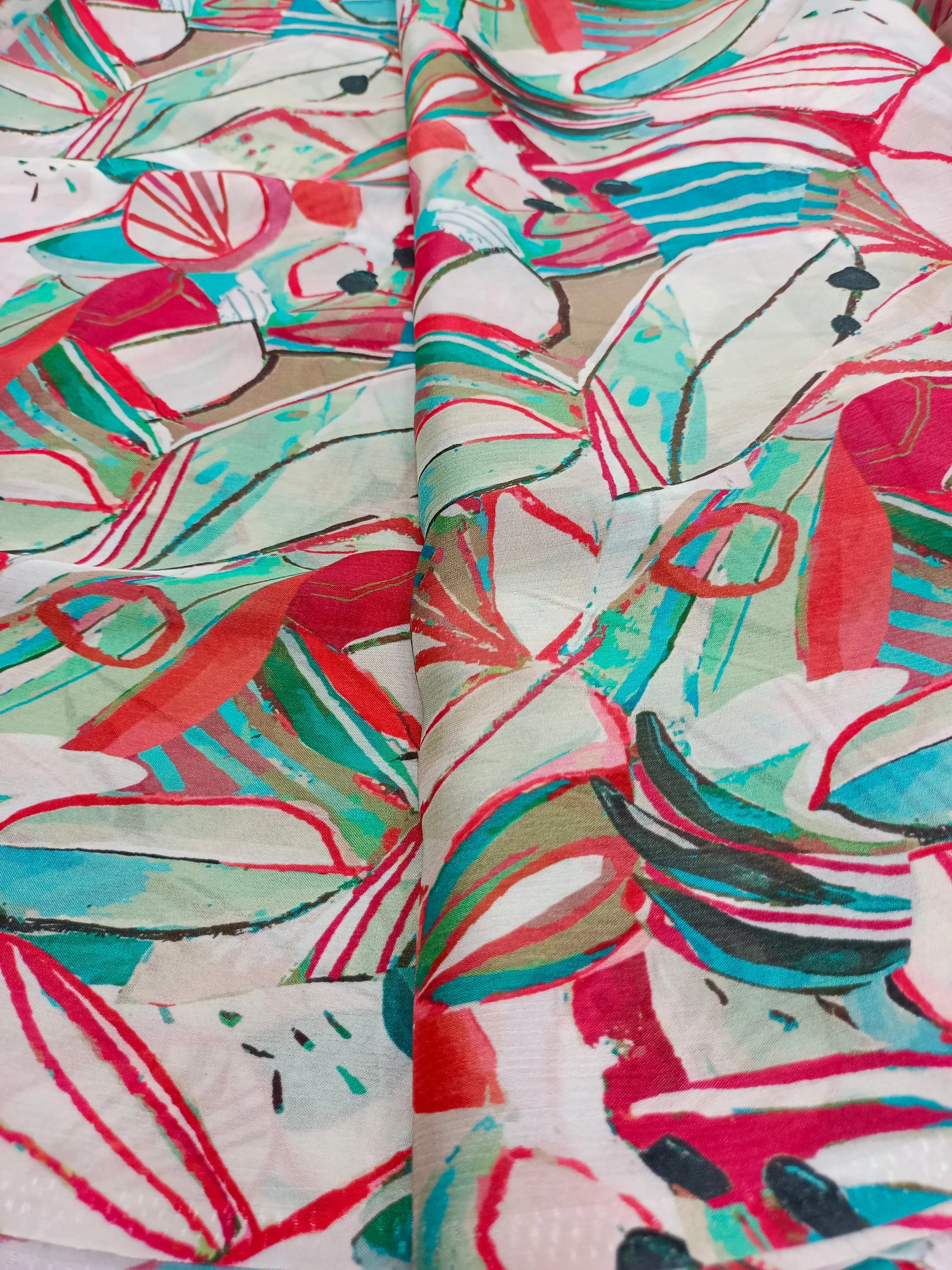 Pure Crushed Chiffon Chinon Digital Printed Fabric