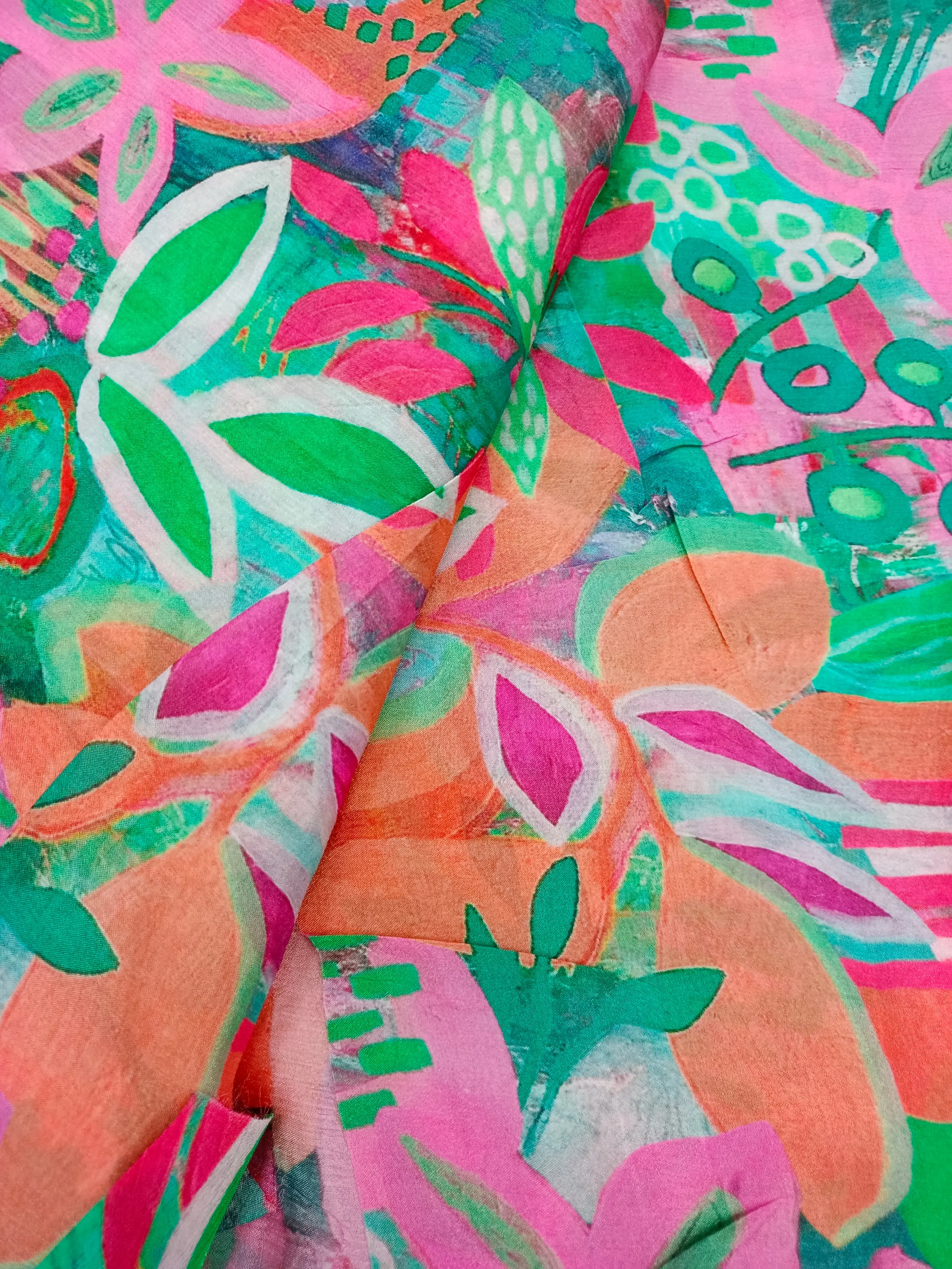 Pure Crushed Chiffon Chinon Digital Printed Fabric