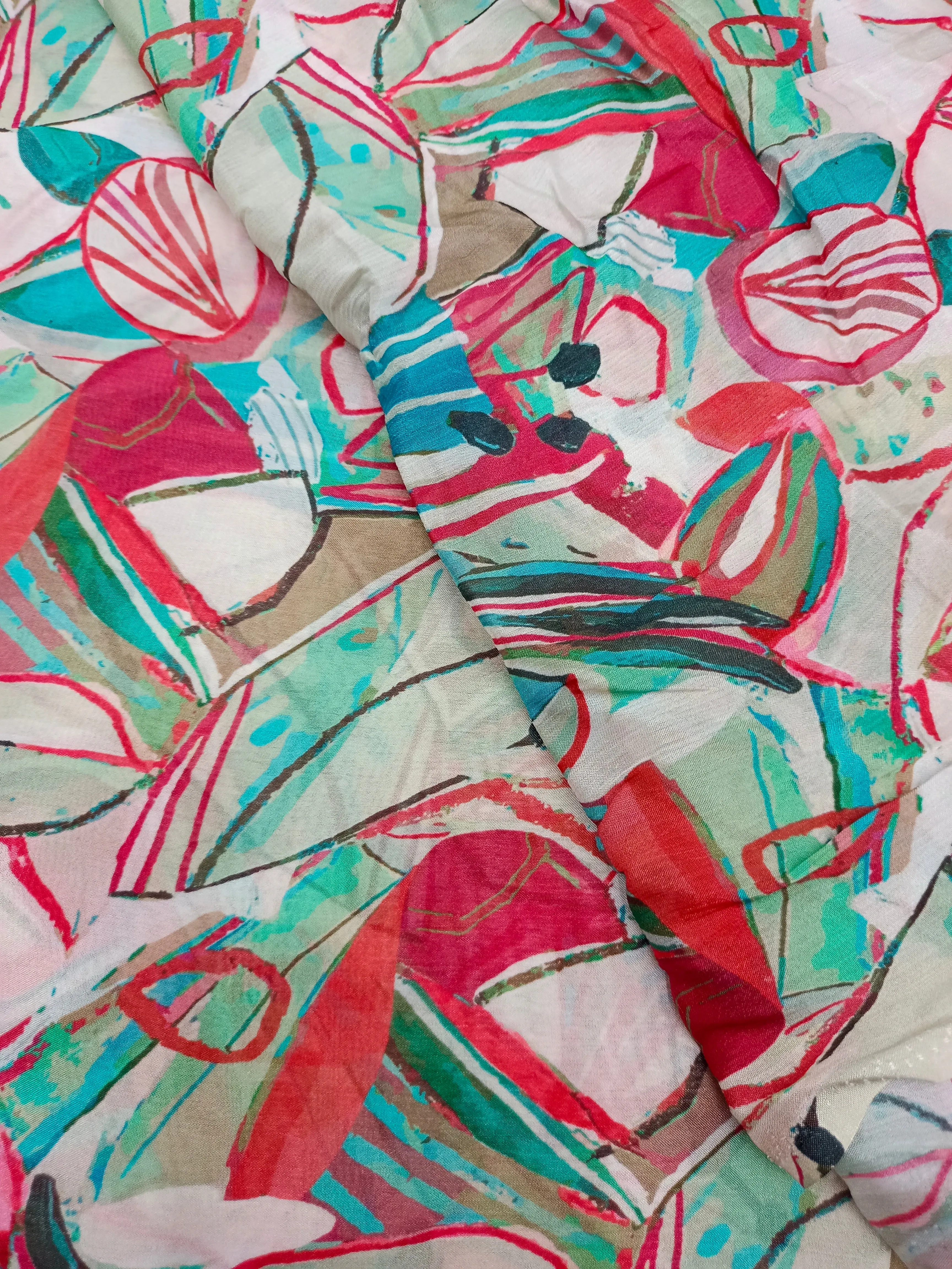 Pure Crushed Chiffon Chinon Digital Printed Fabric