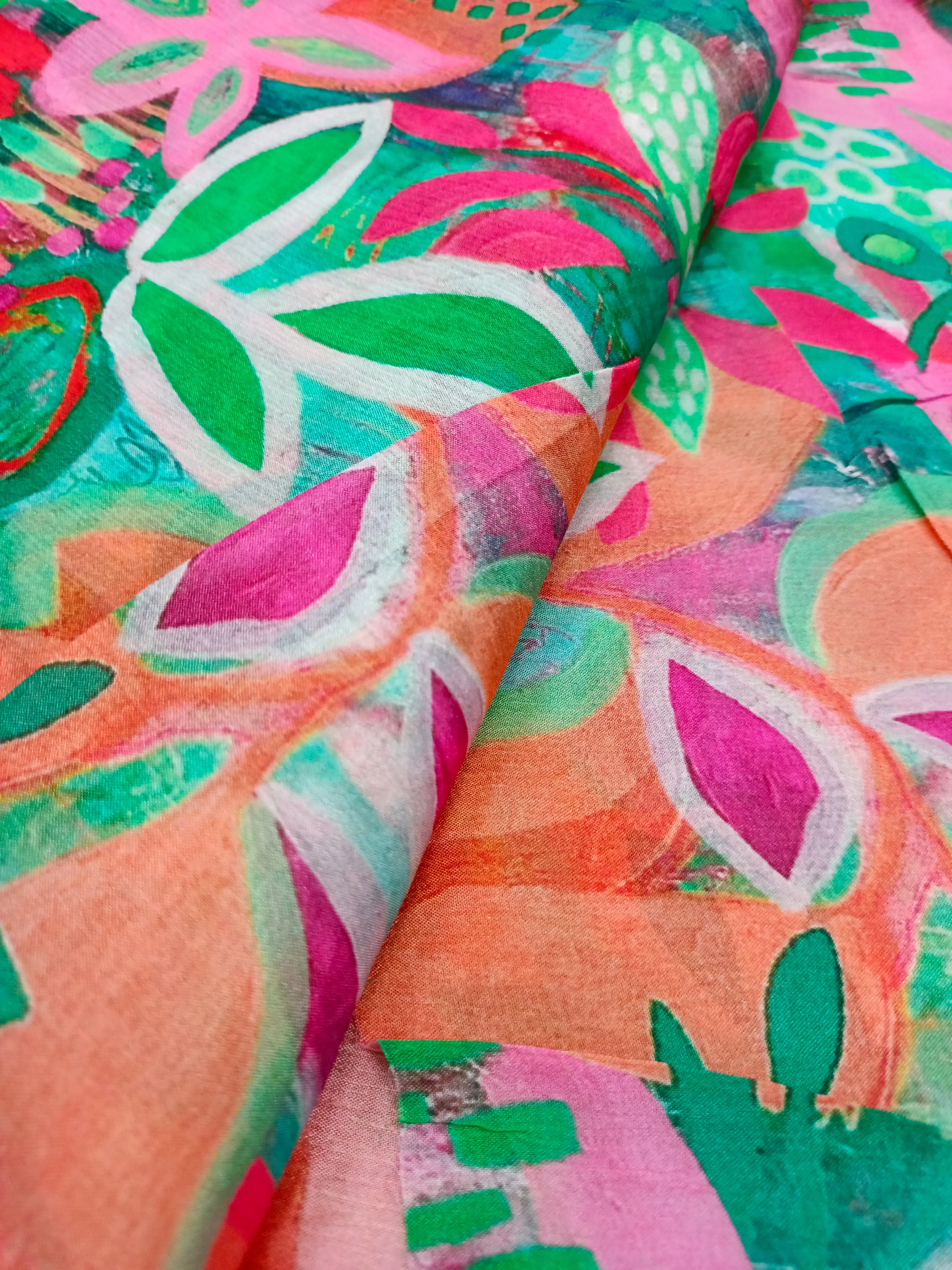 Pure Crushed Chiffon Chinon Digital Printed Fabric