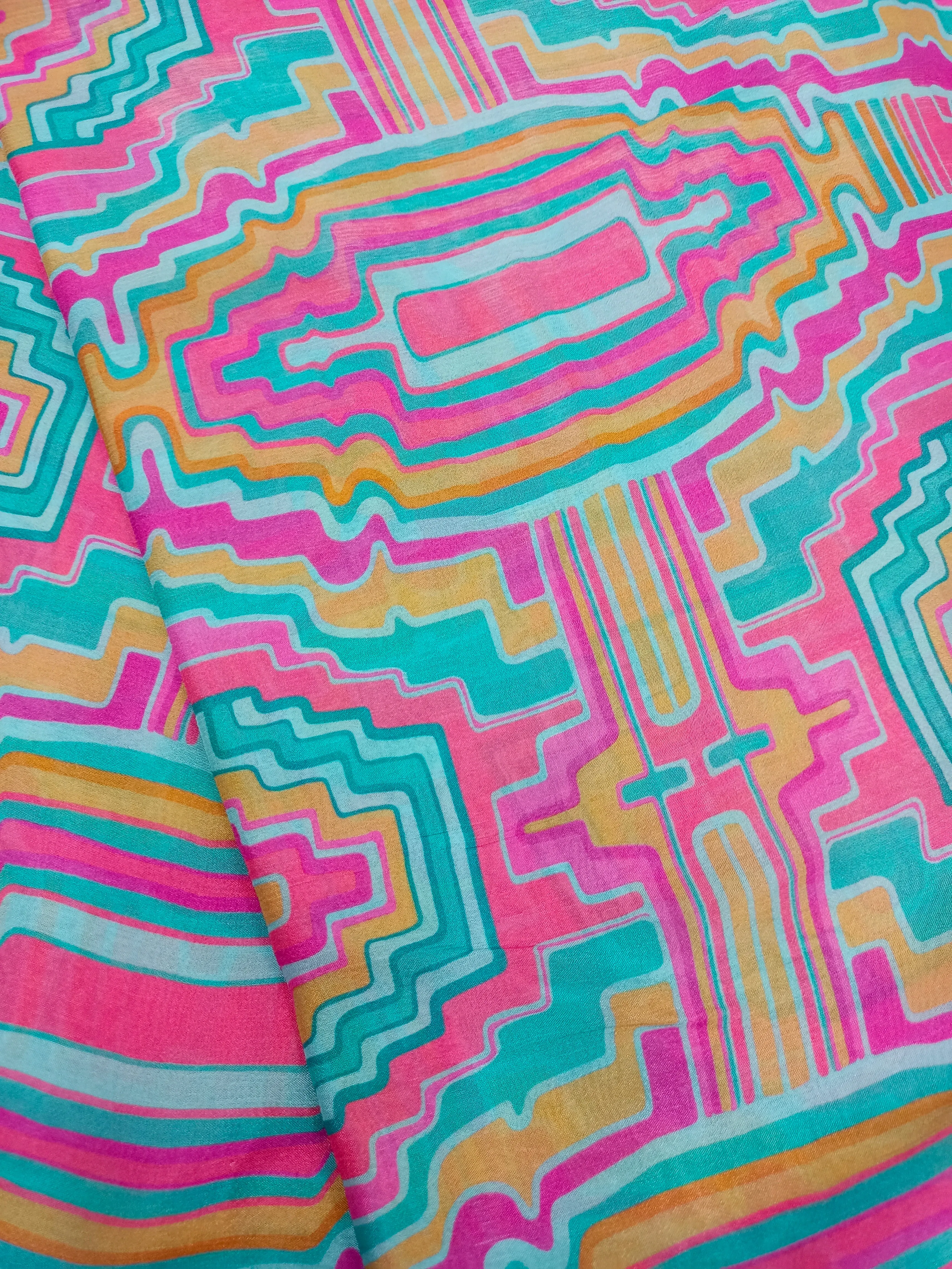 Pure Crushed Chiffon Chinon Digital Printed Fabric