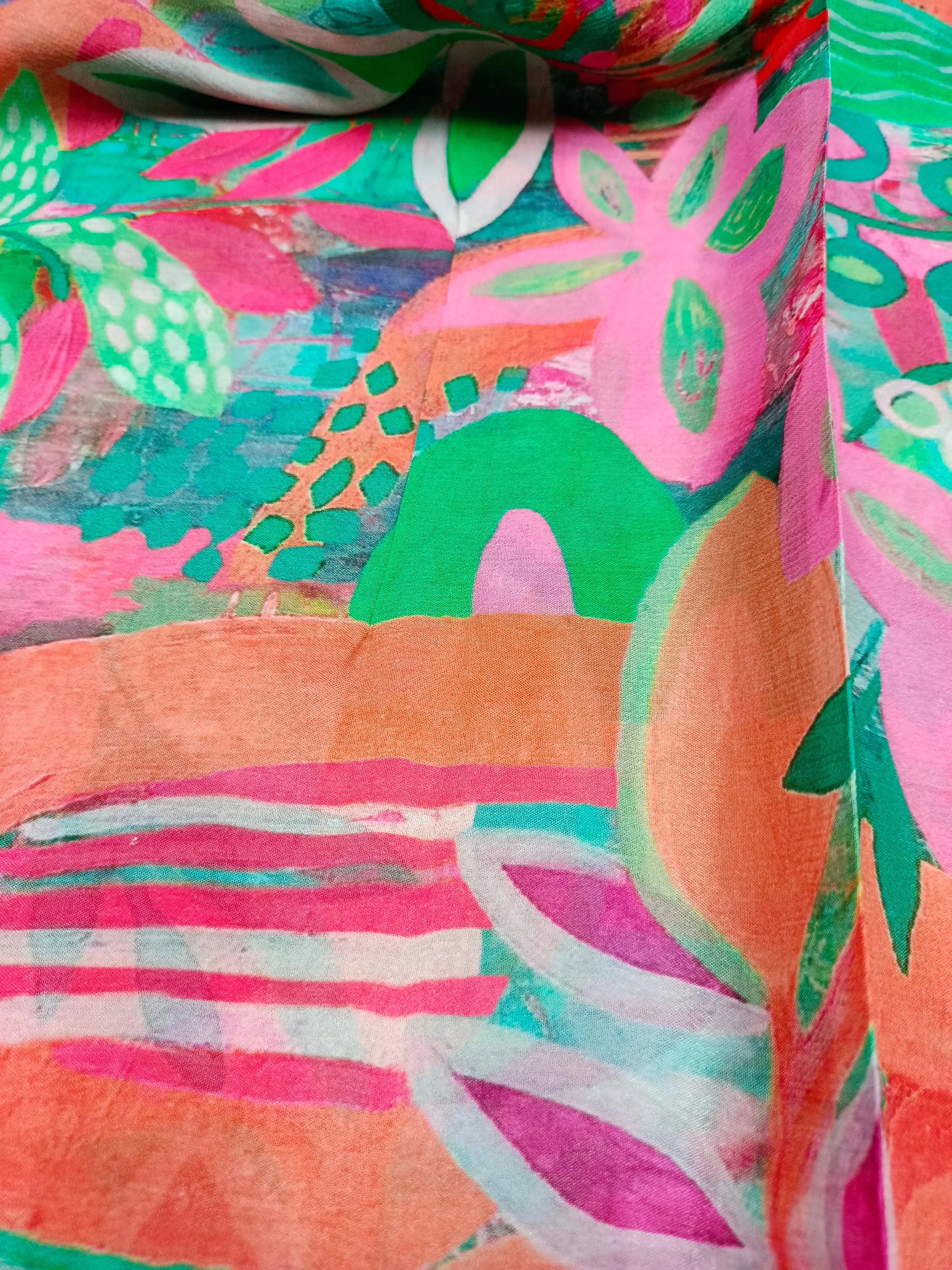 Pure Crushed Chiffon Chinon Digital Printed Fabric