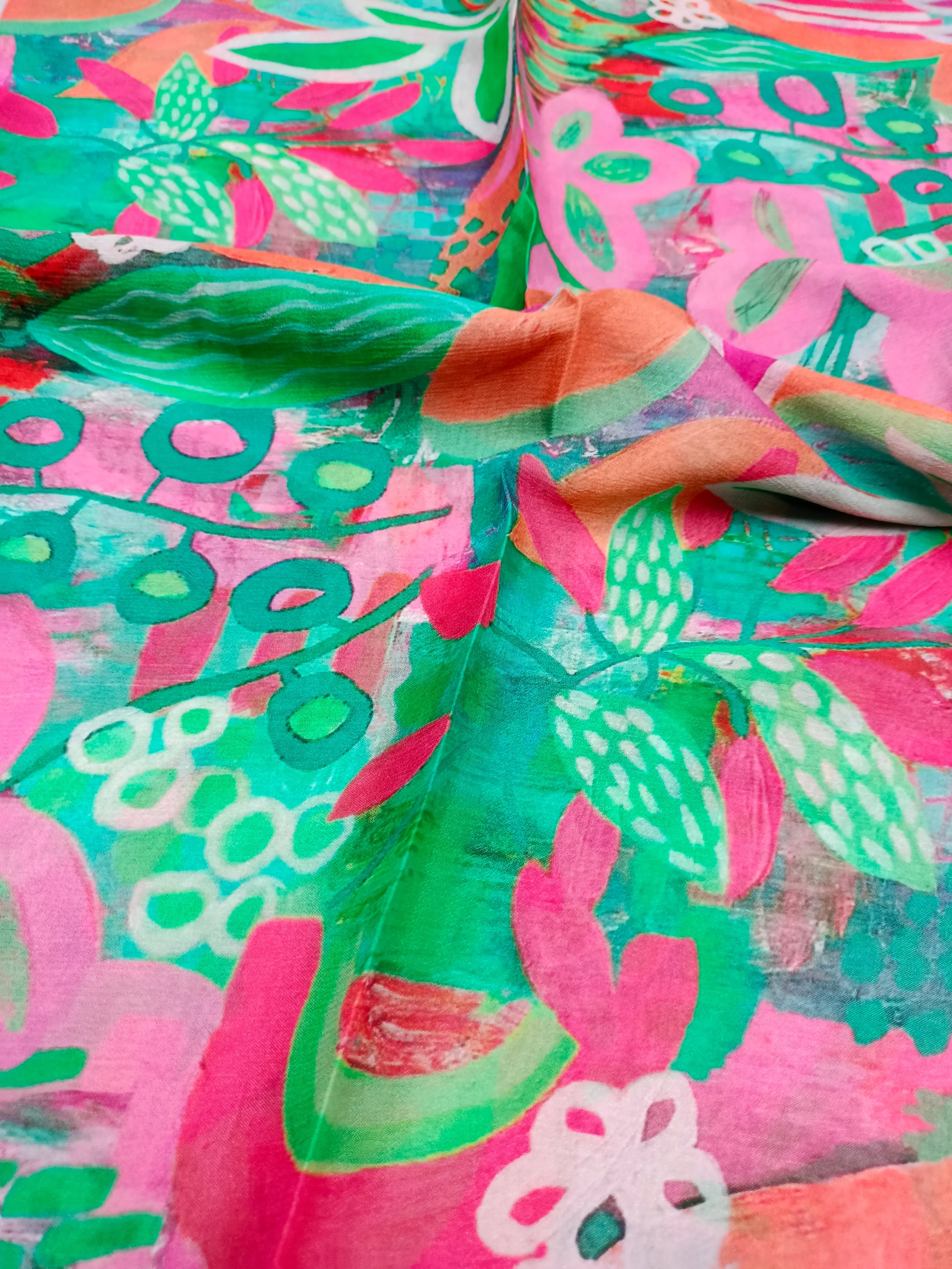 Pure Crushed Chiffon Chinon Digital Printed Fabric