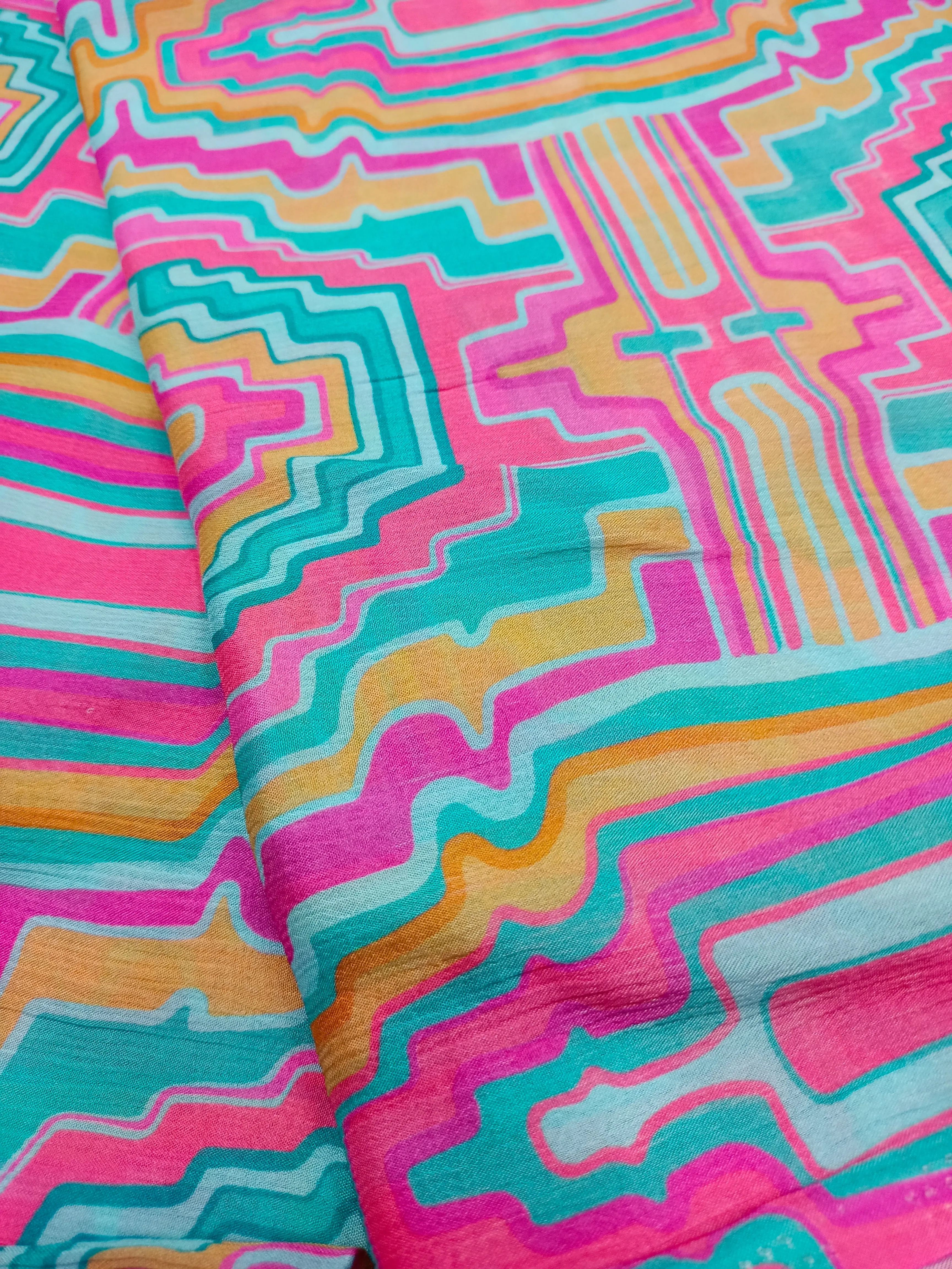 Pure Crushed Chiffon Chinon Digital Printed Fabric