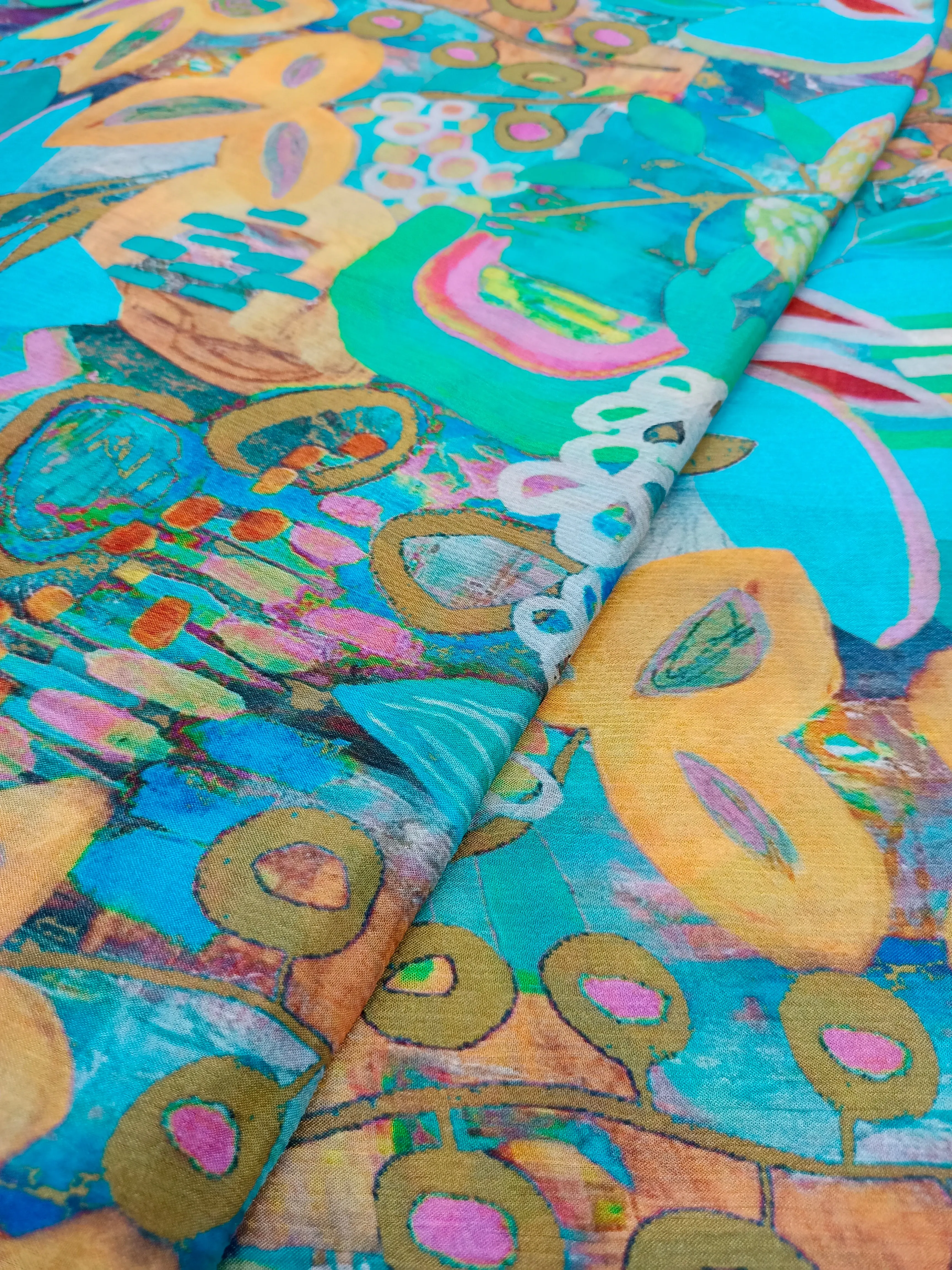 Pure Crushed Chiffon Chinon Digital Printed Fabric
