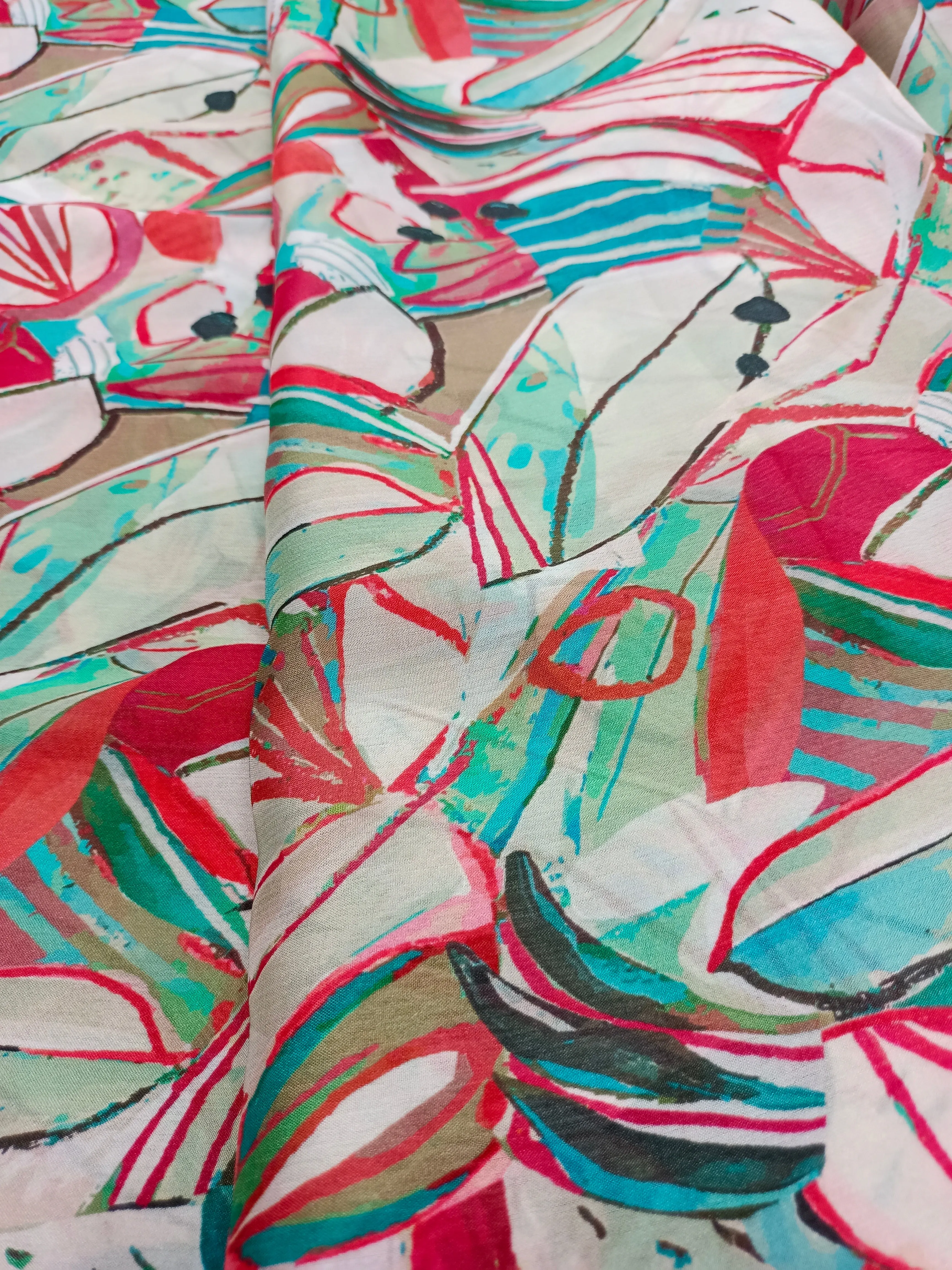 Pure Crushed Chiffon Chinon Digital Printed Fabric